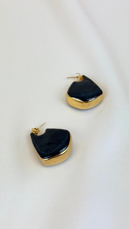 Brinco/argola aço dourado e preto