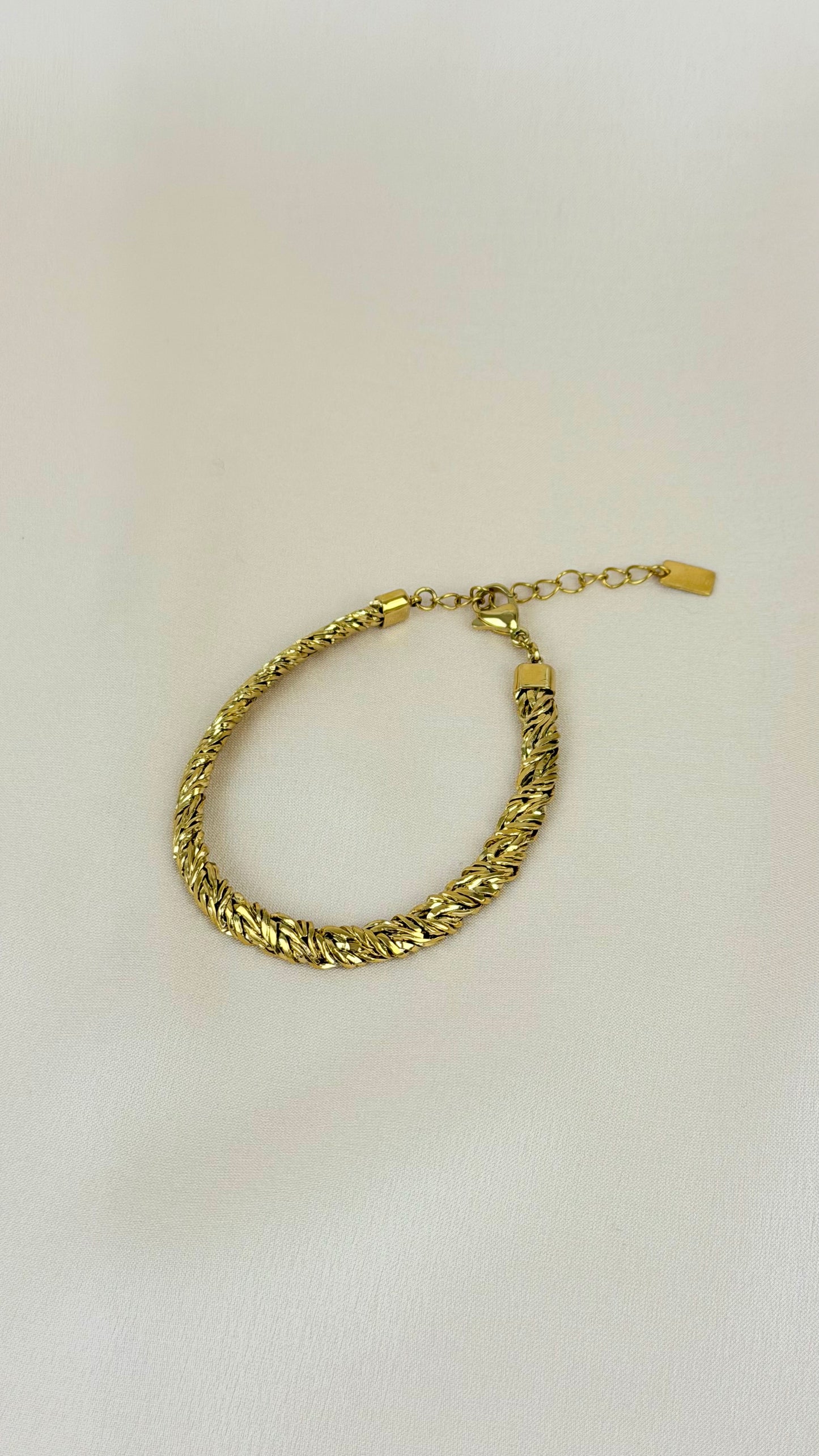 Pulseira aço cordão dourado