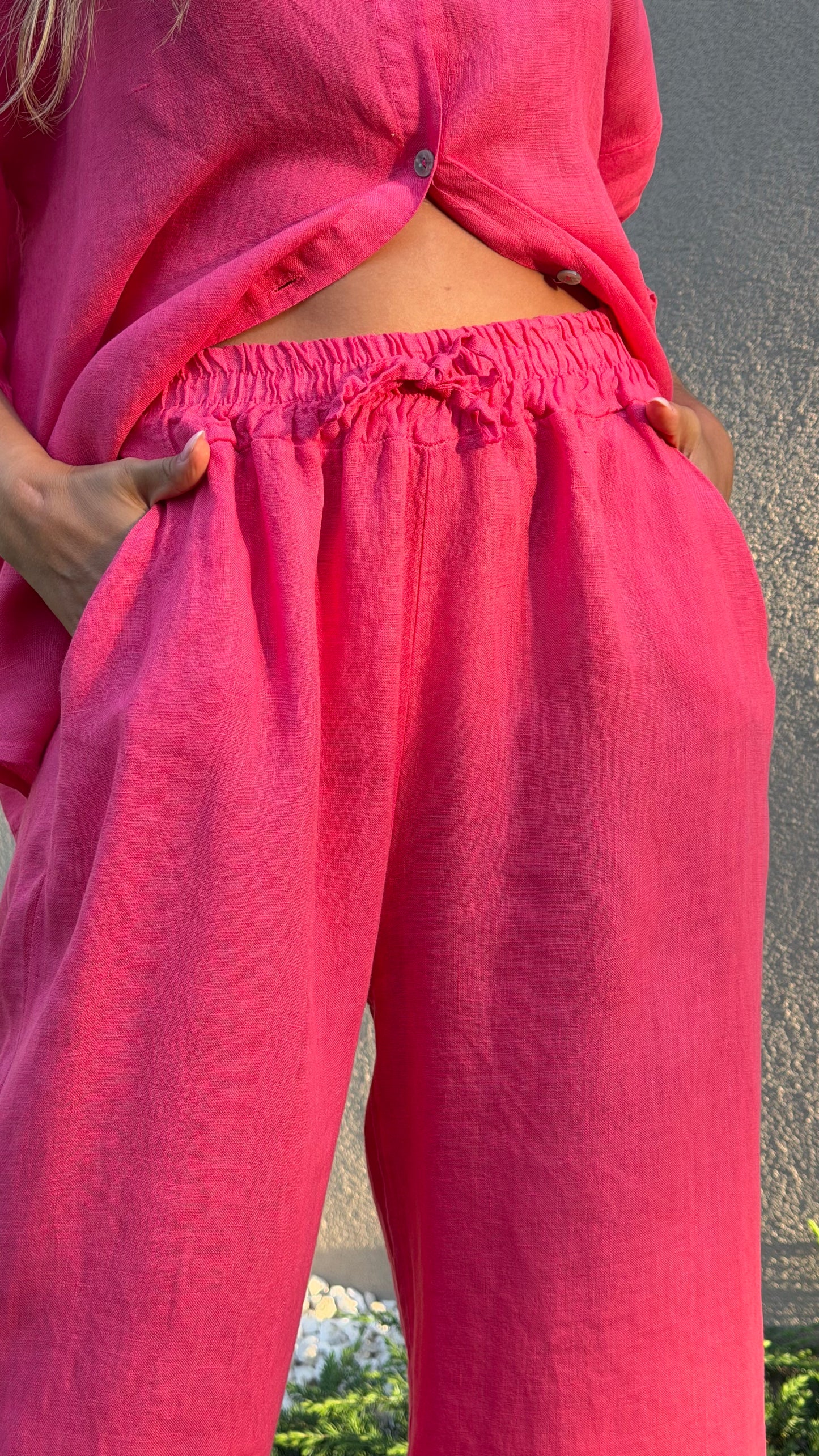 Calça linho coral