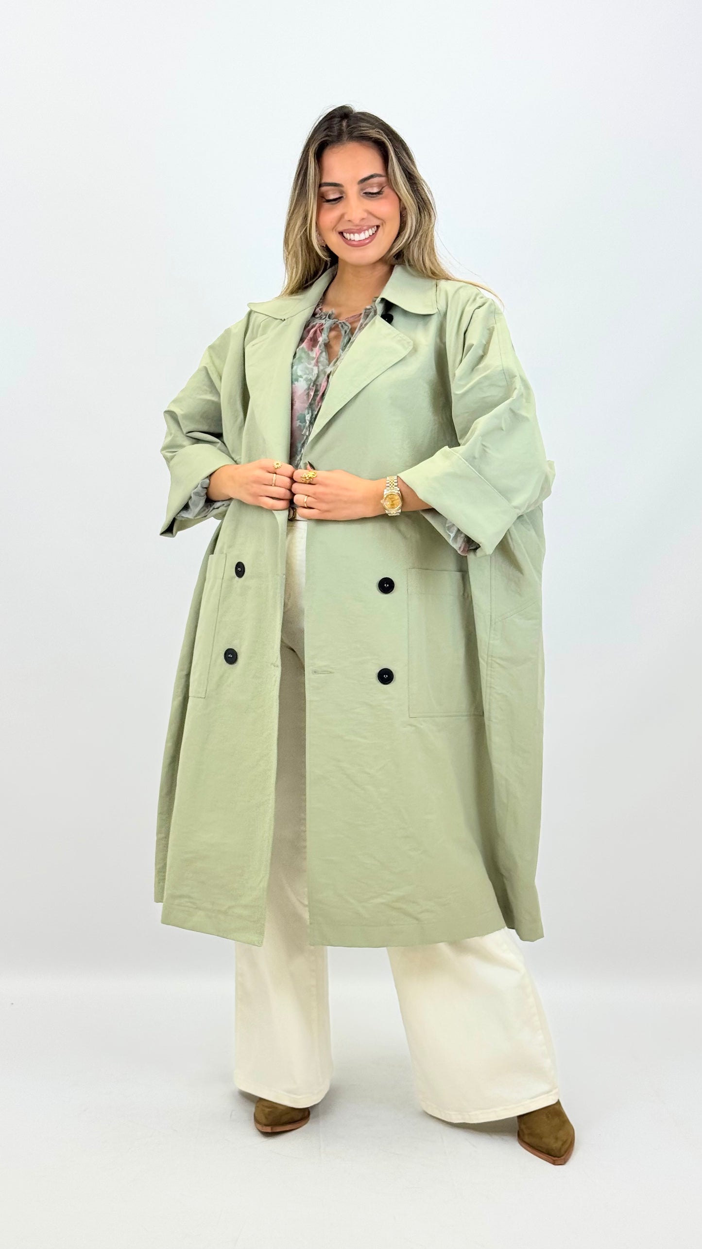 Gabardine oversized verde-claro