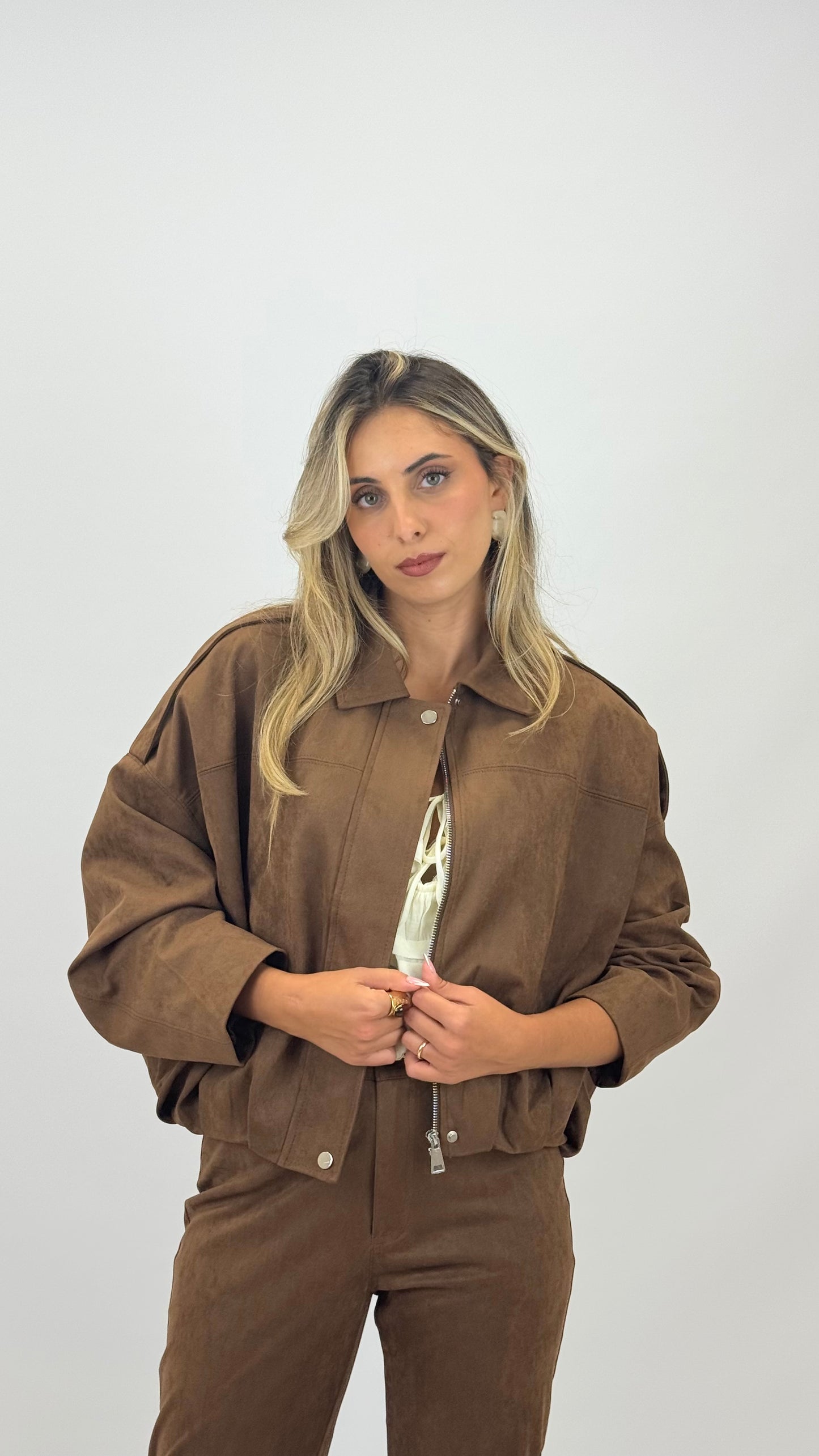 Blusão estilo camurça camel