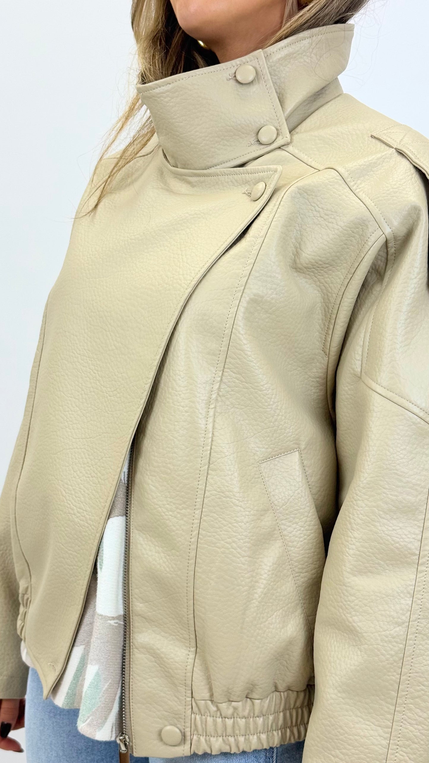 Blusão/biker eco-pele bege