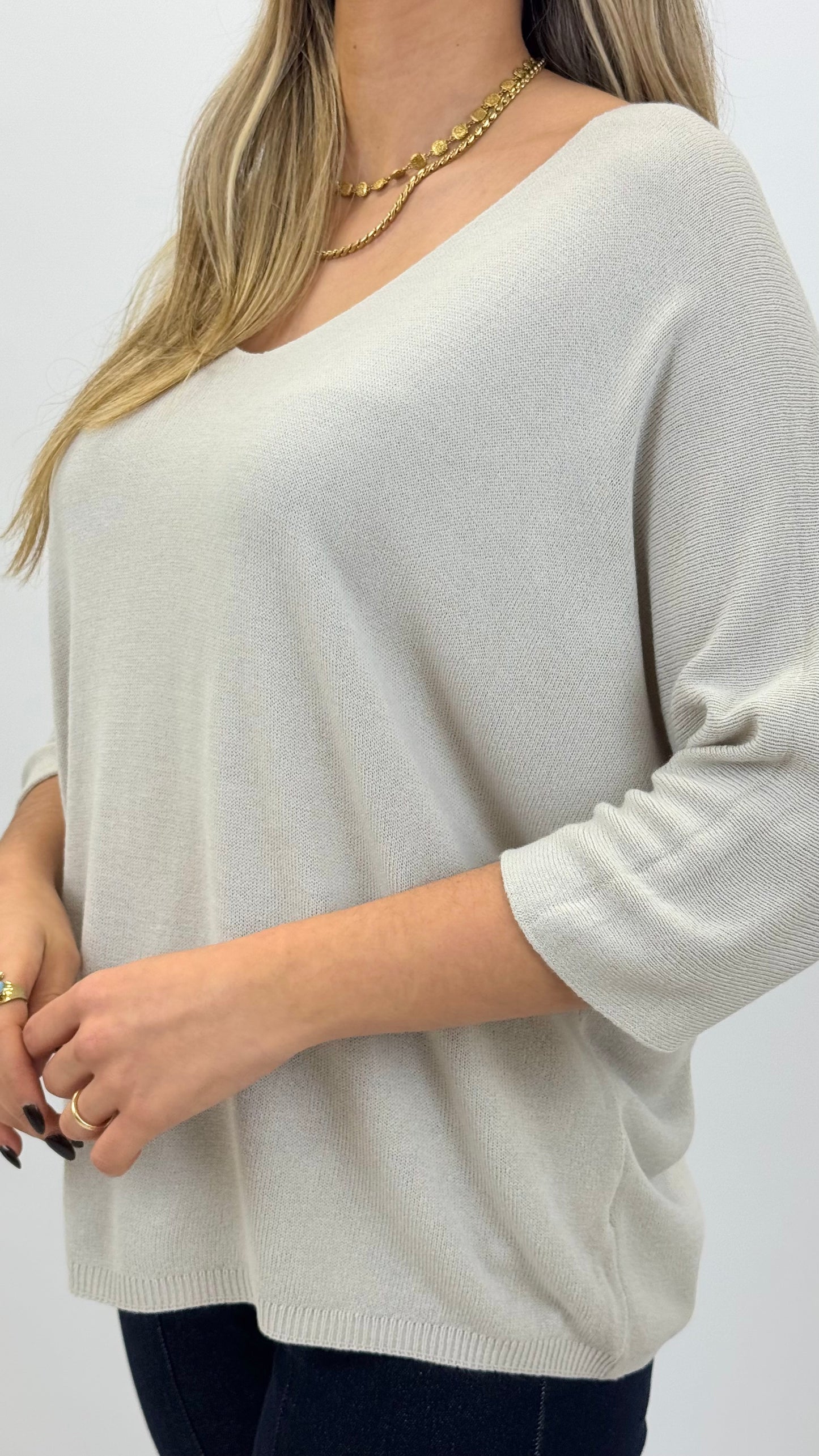 Camisola malha básica bege