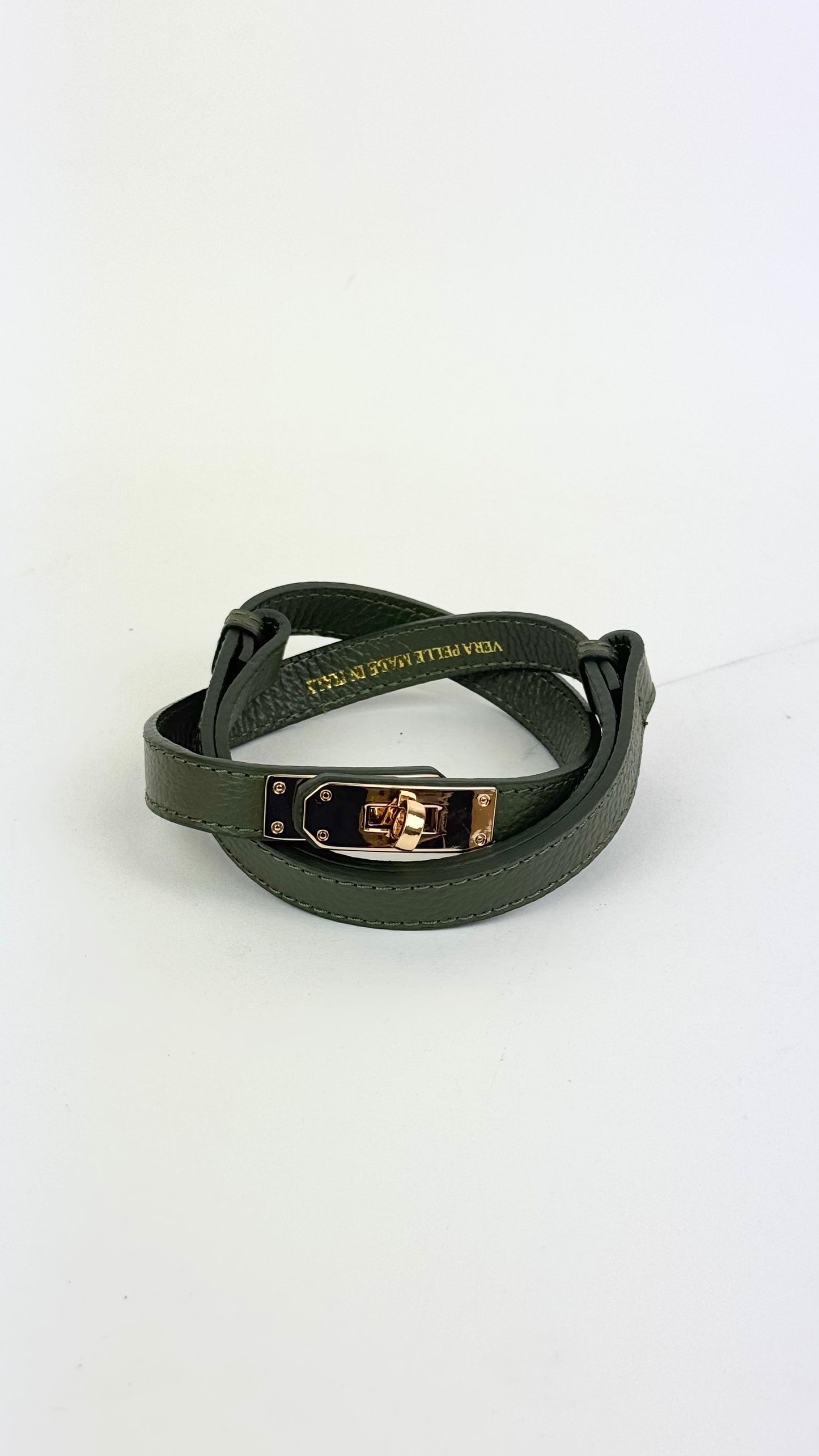 Cinto em pele genuína ajustável verde