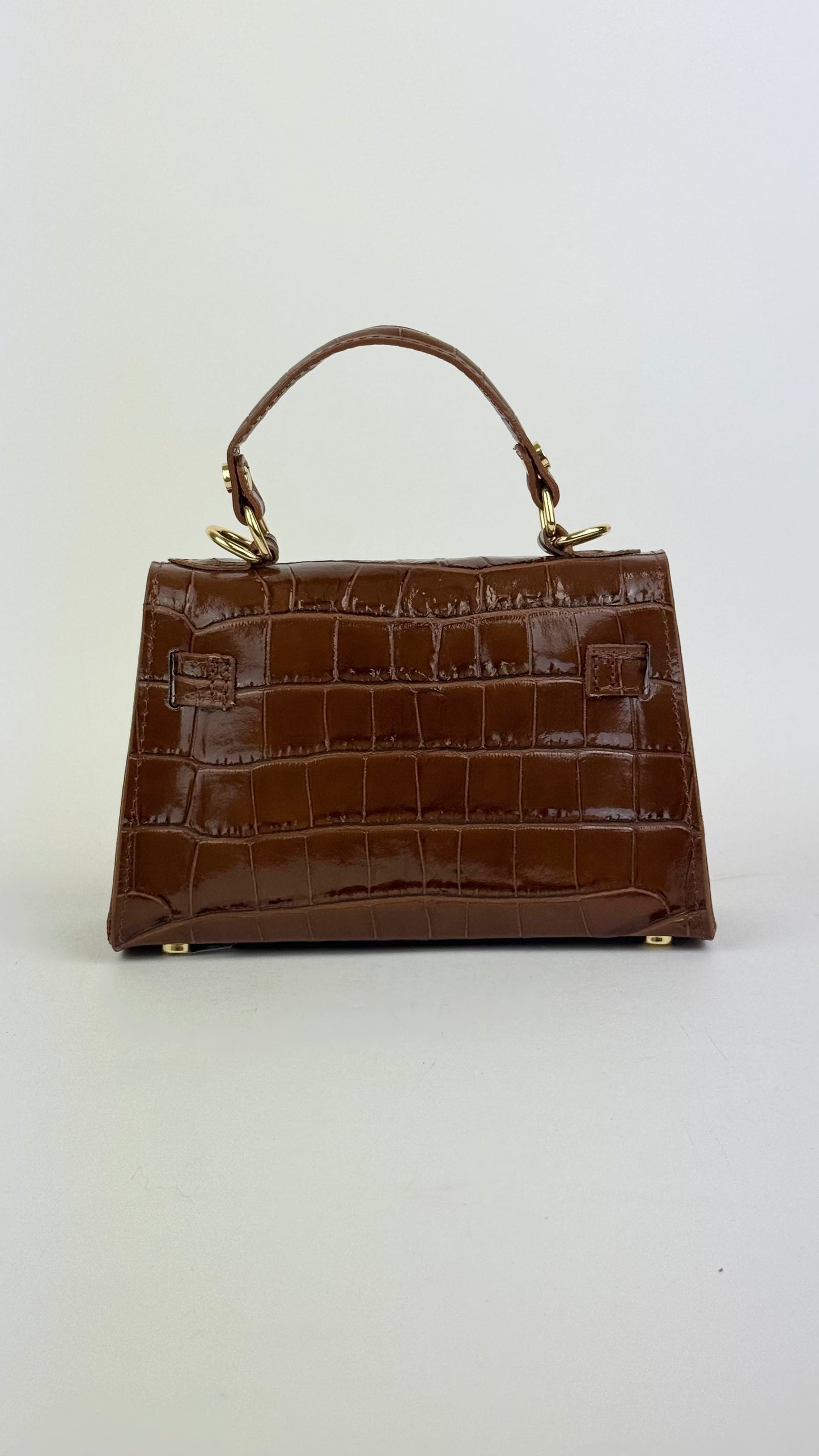 Carteira pele-genuína croco camel