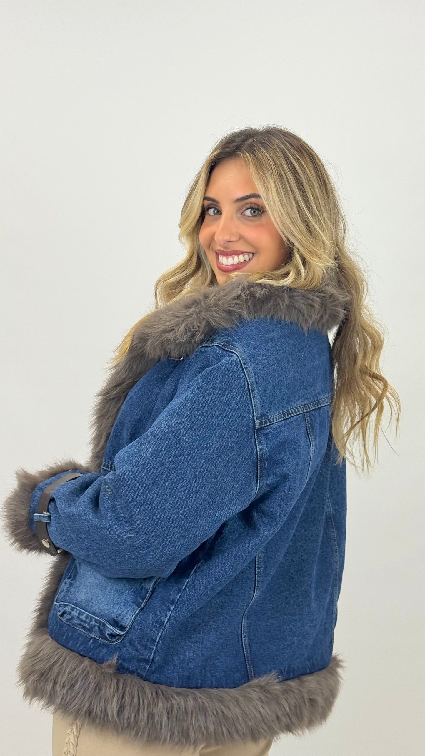 Casaco de ganga com pelinho