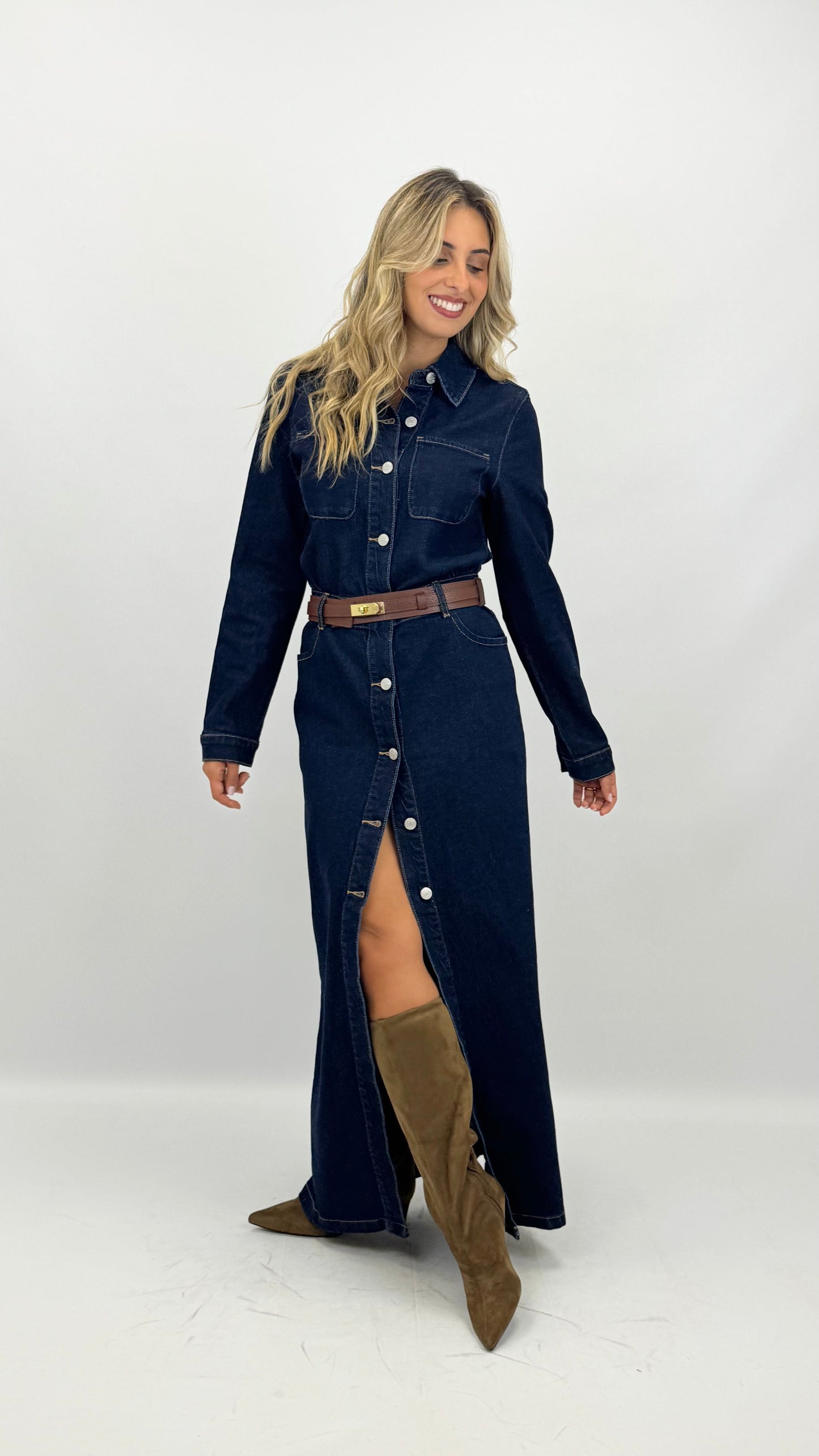 Vestido de ganga escura