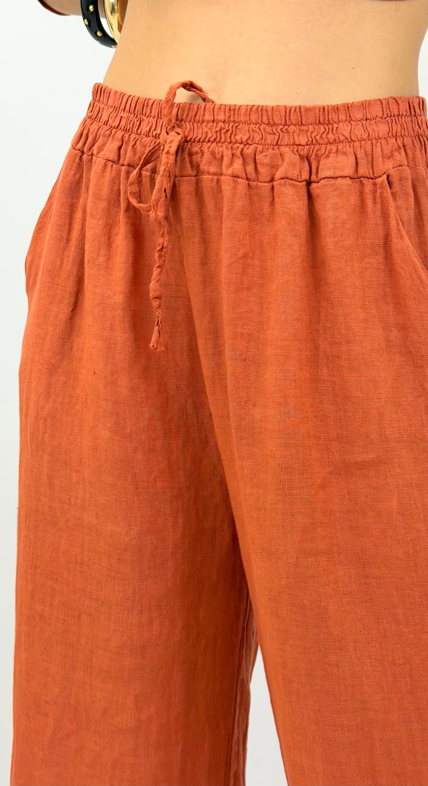 Calça linho terracotta