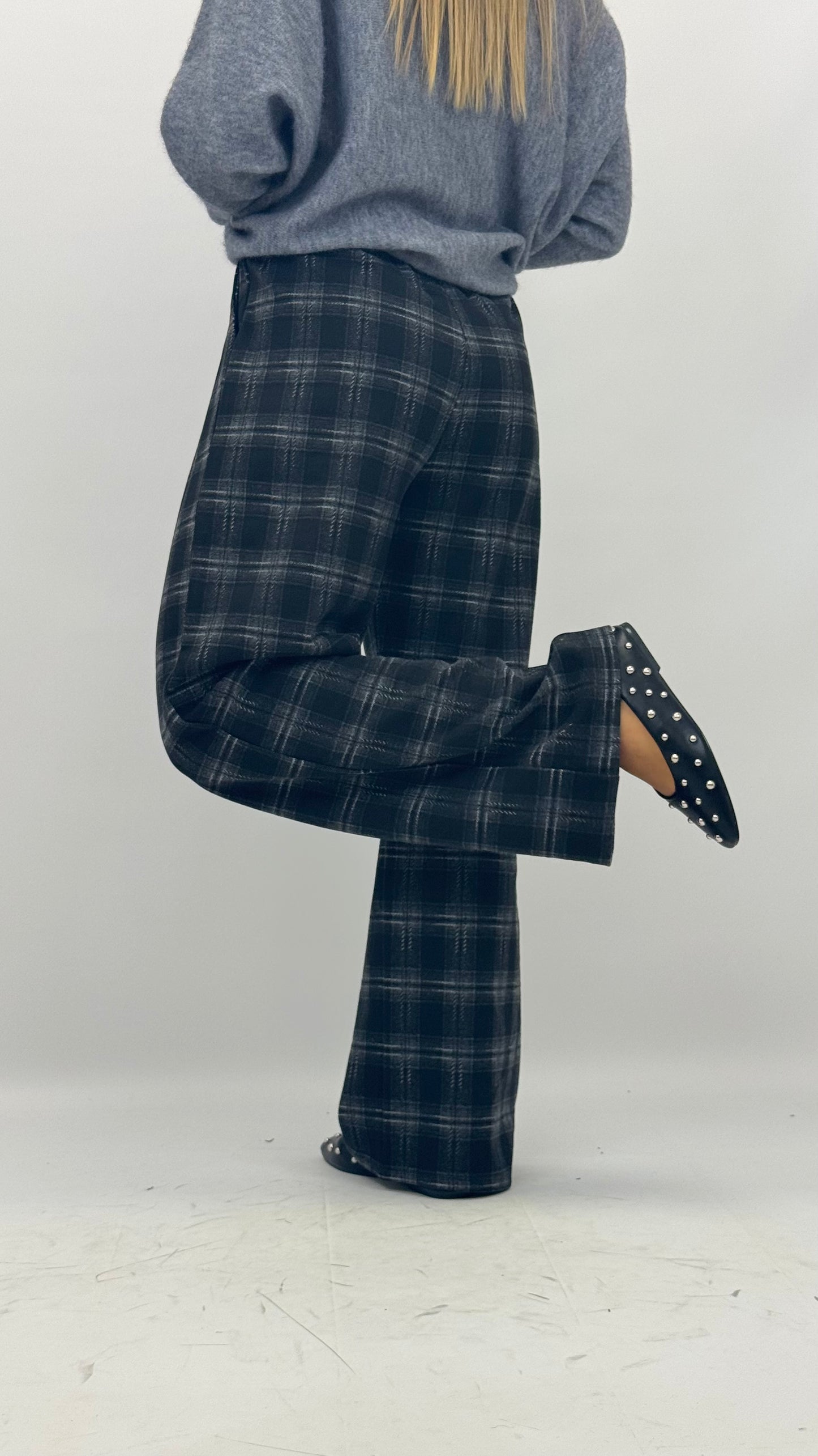 Calça fazenda xadrez preto e cinza