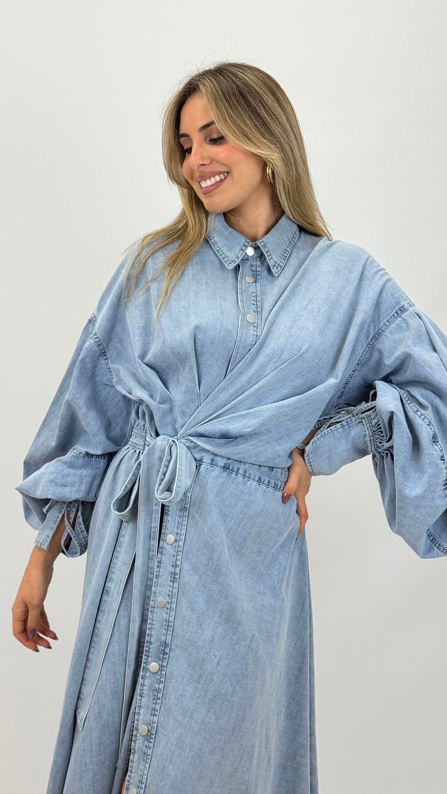 Vestido comprido ganga-clara