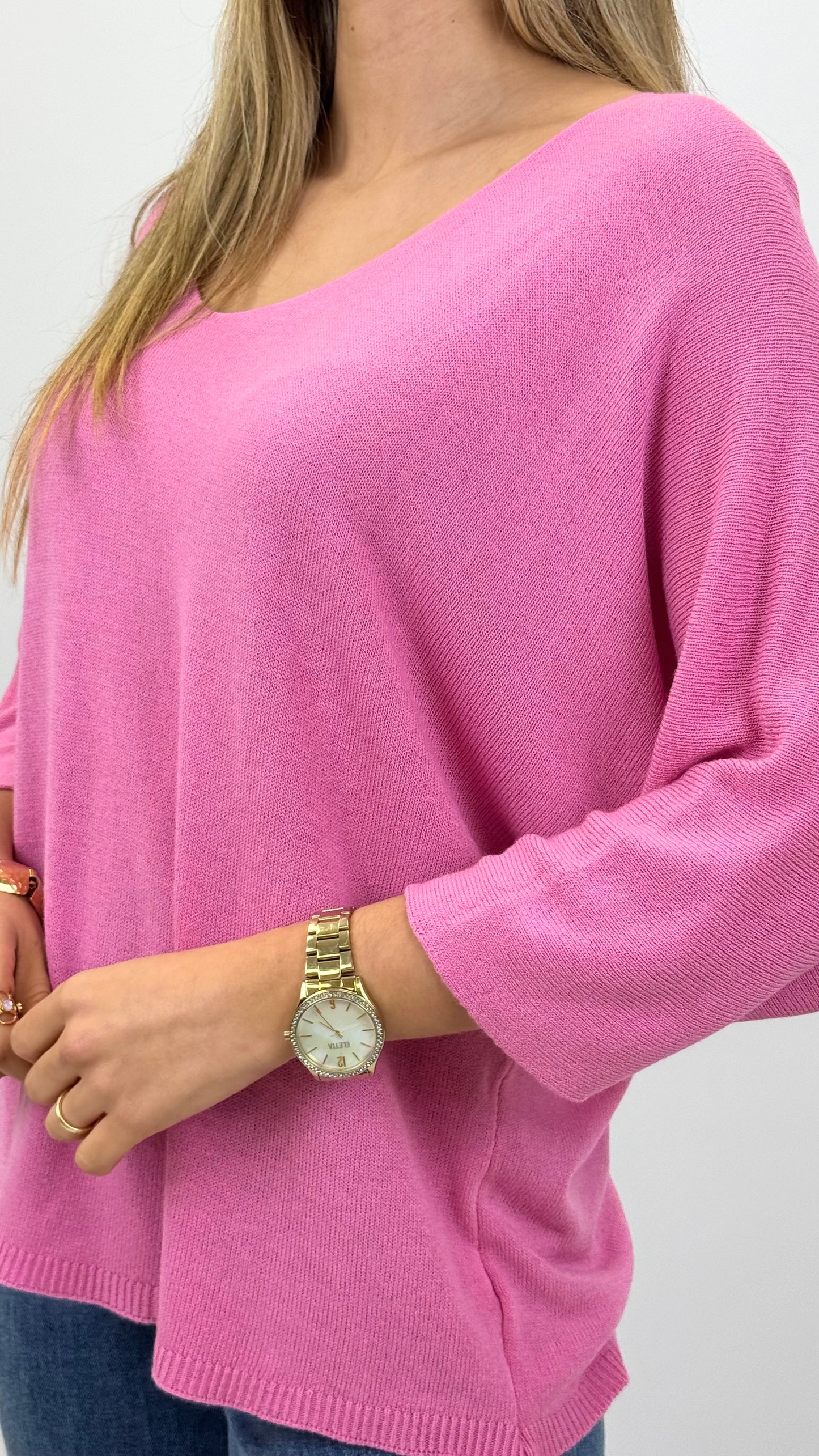 Camisola malha básica rosa