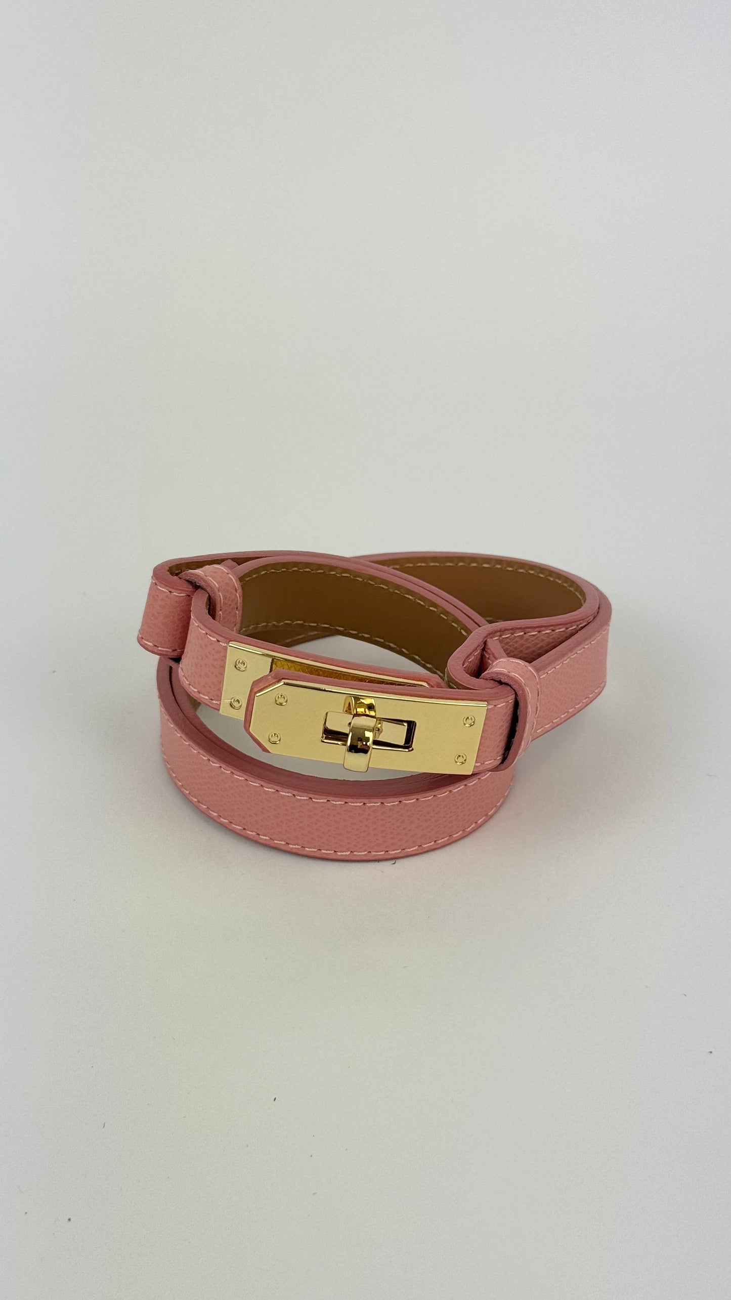Cinto em pele genuína ajustável rosa