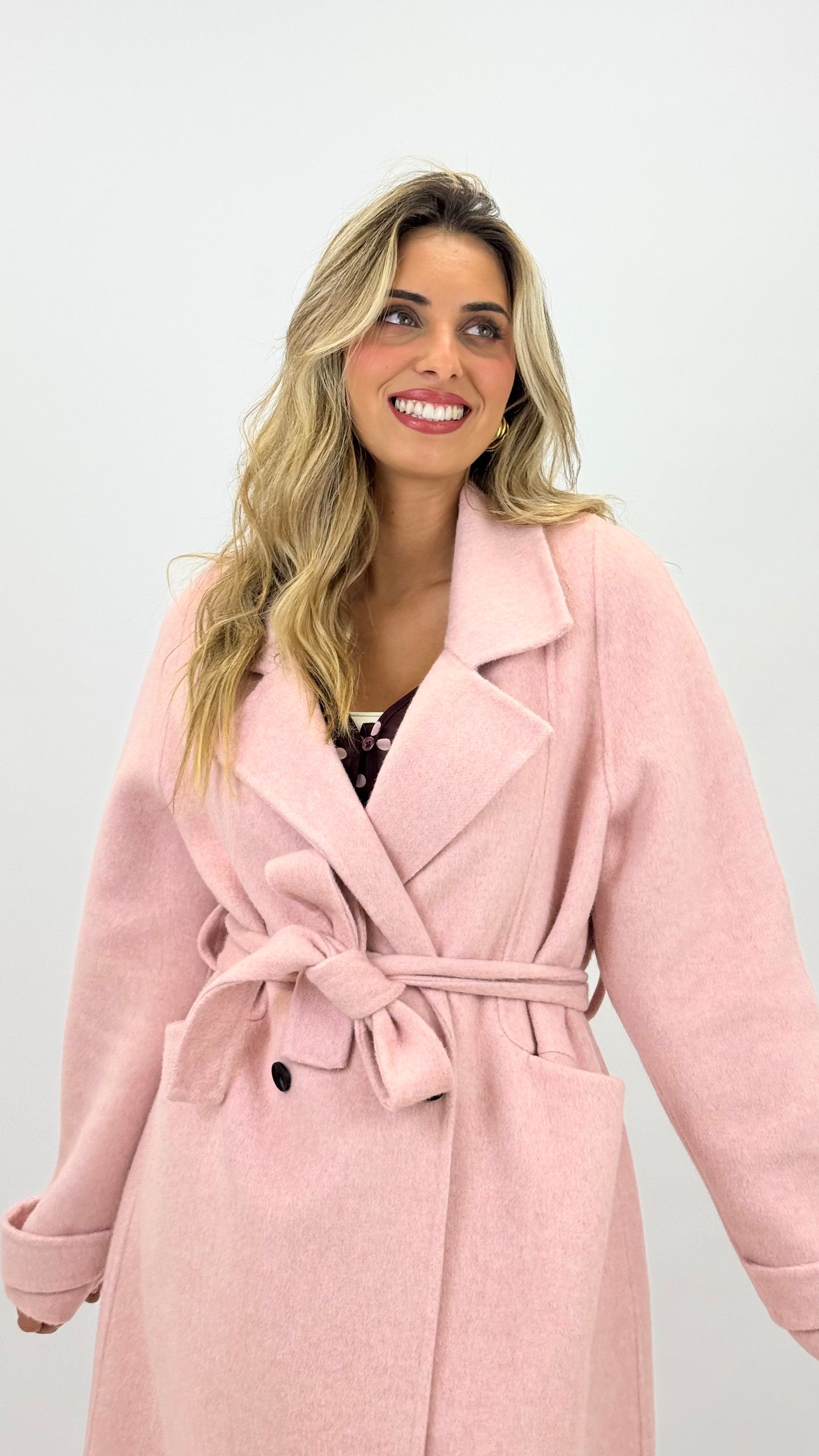 Casaco fazenda lã rosa-bebé