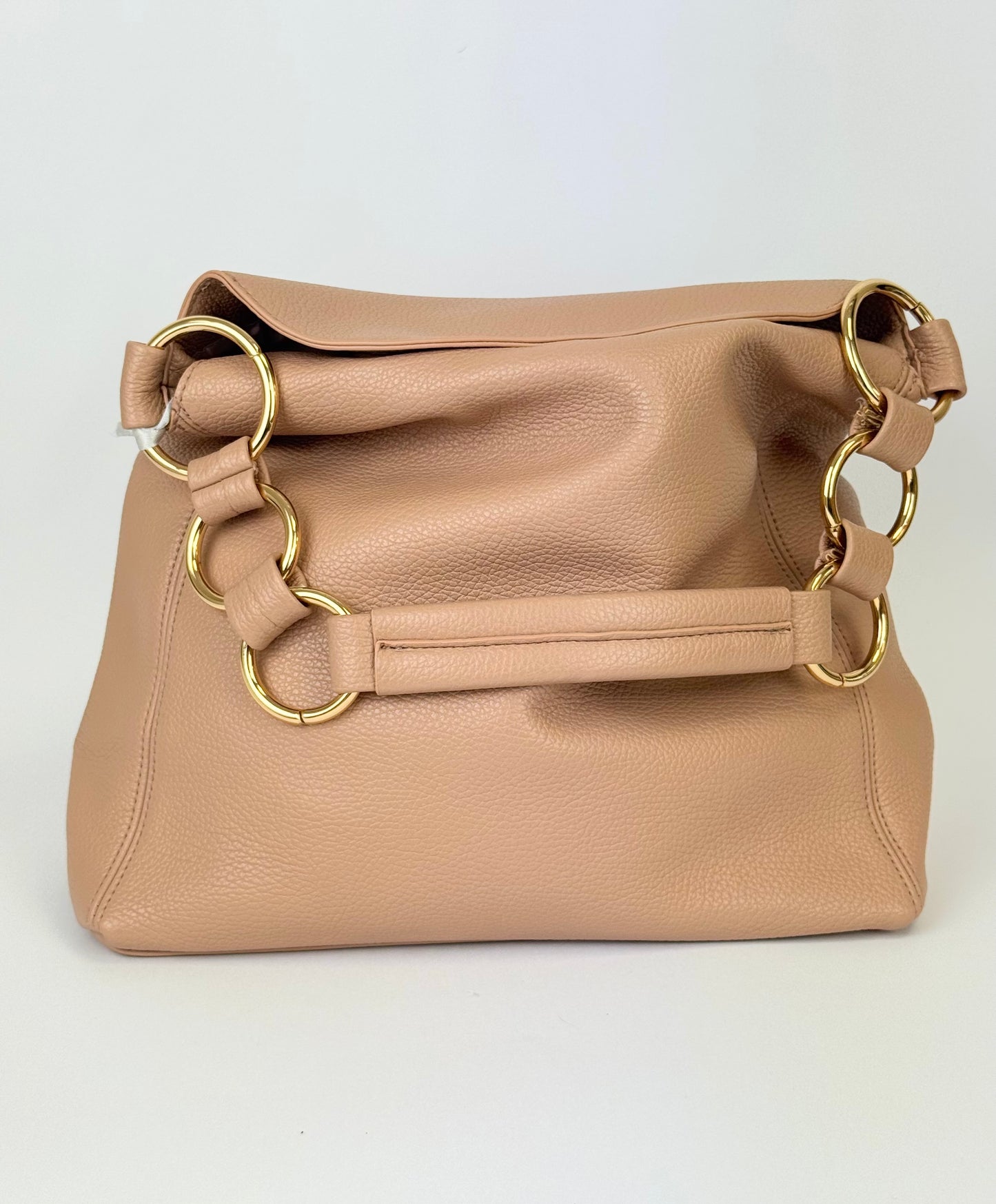 Carteira rosa-velho alça com argolas douradas