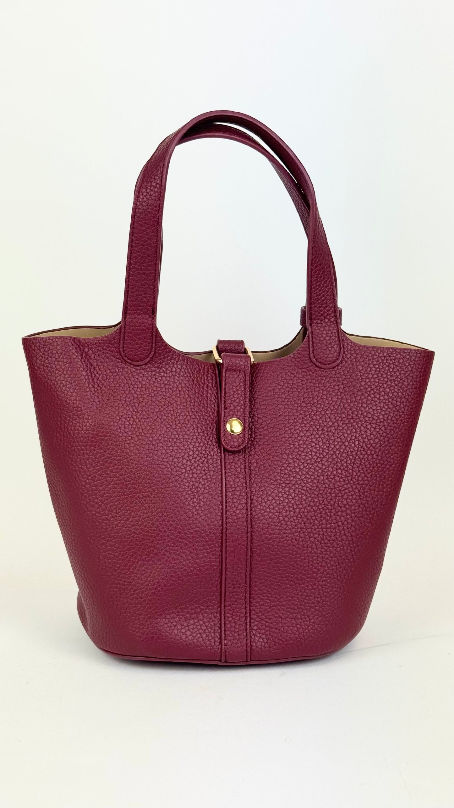 Carteira eco-pele bordeaux estilo bucket