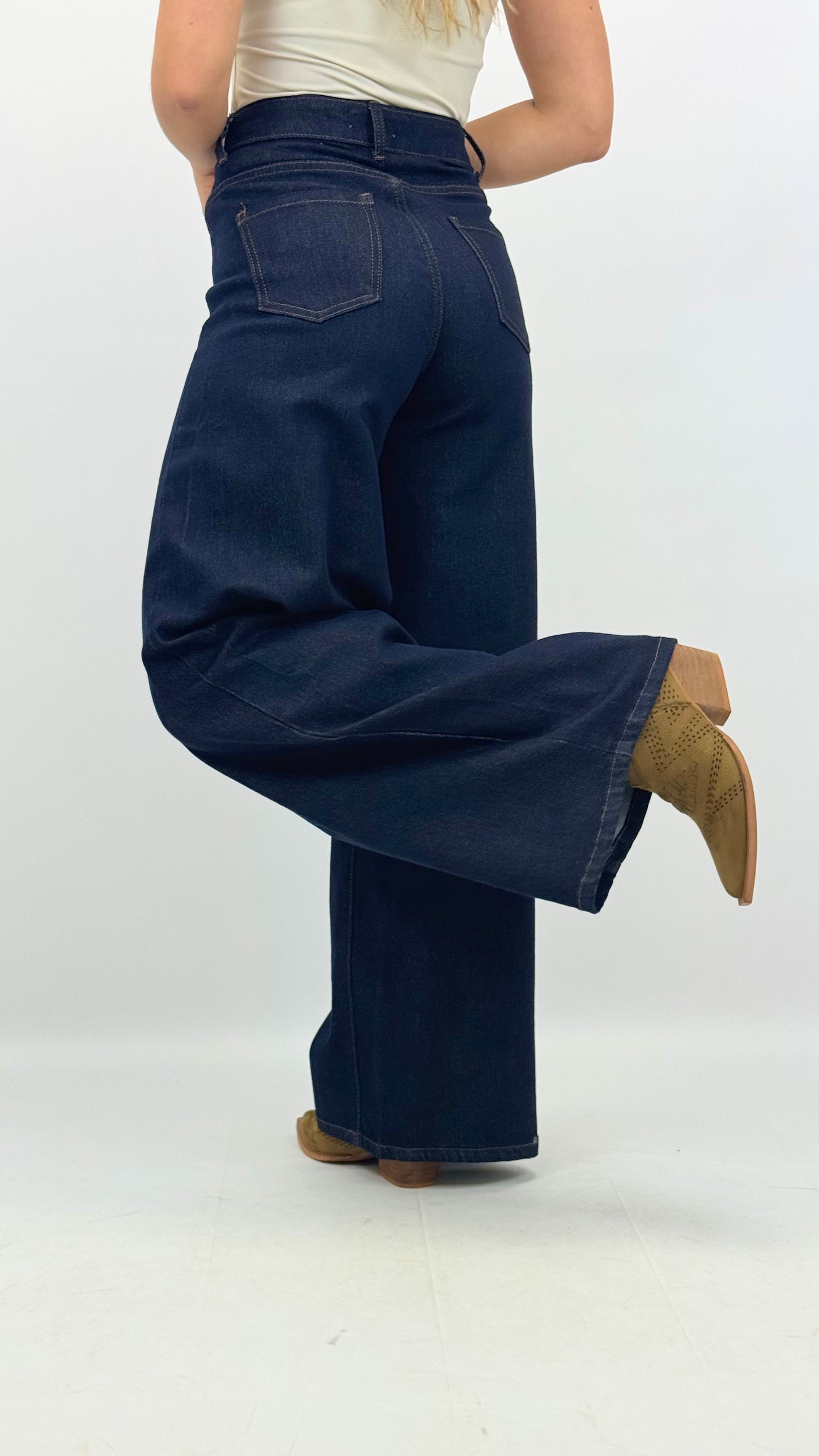 Calça wide-leg largo ganga-escura