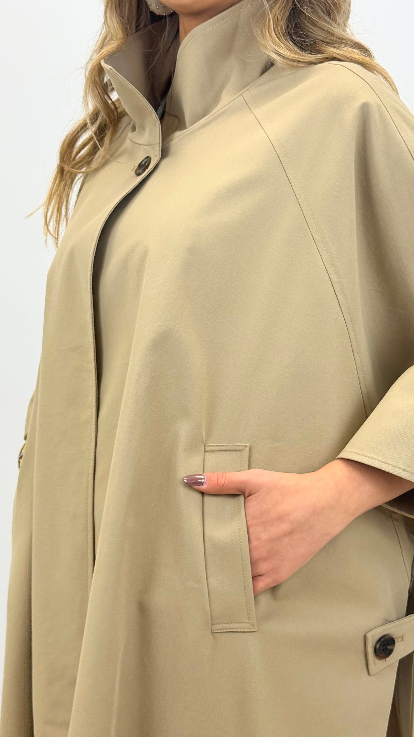 Parka/capa comprida oversized camel