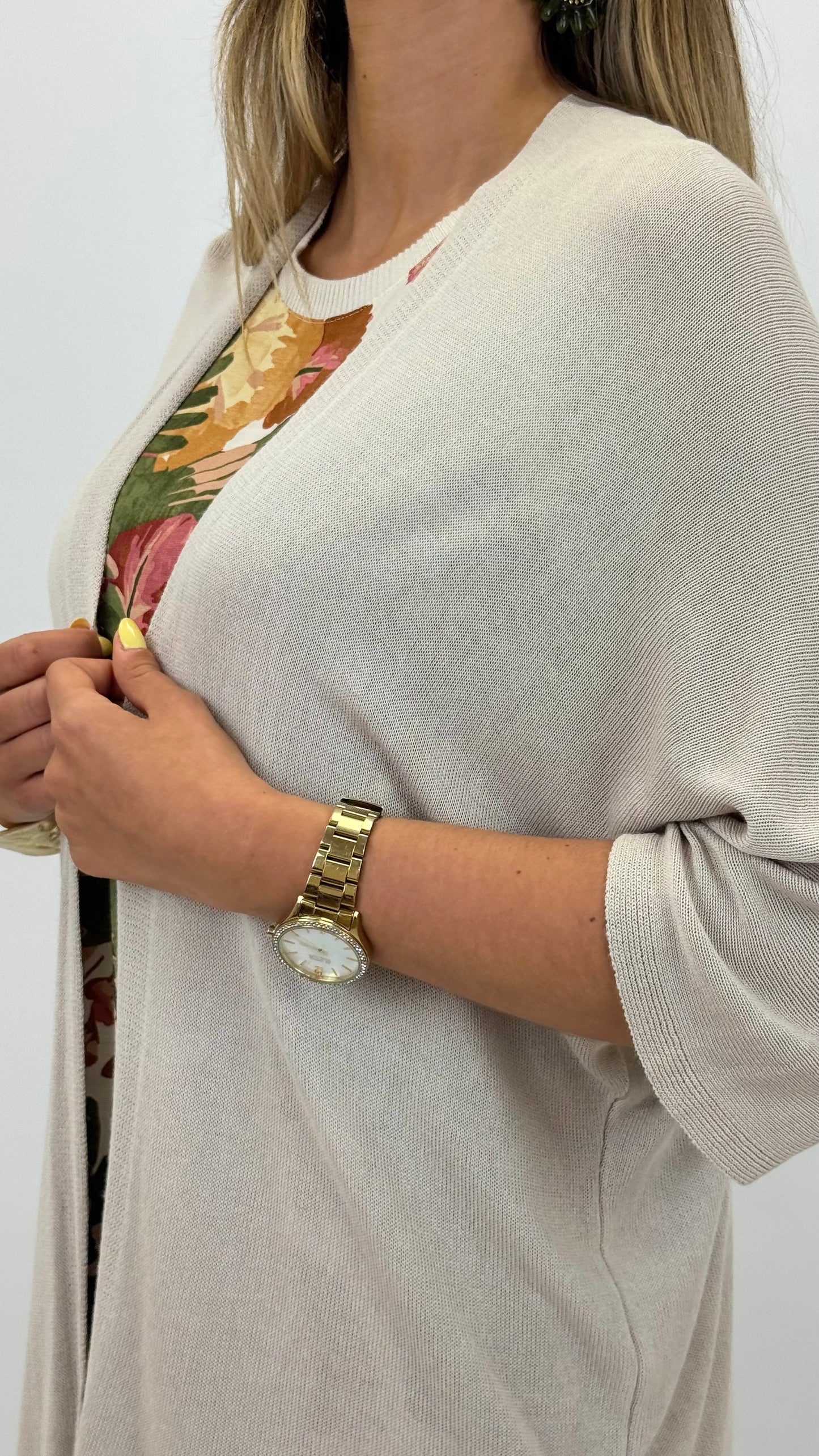 Casaco malha fina bege