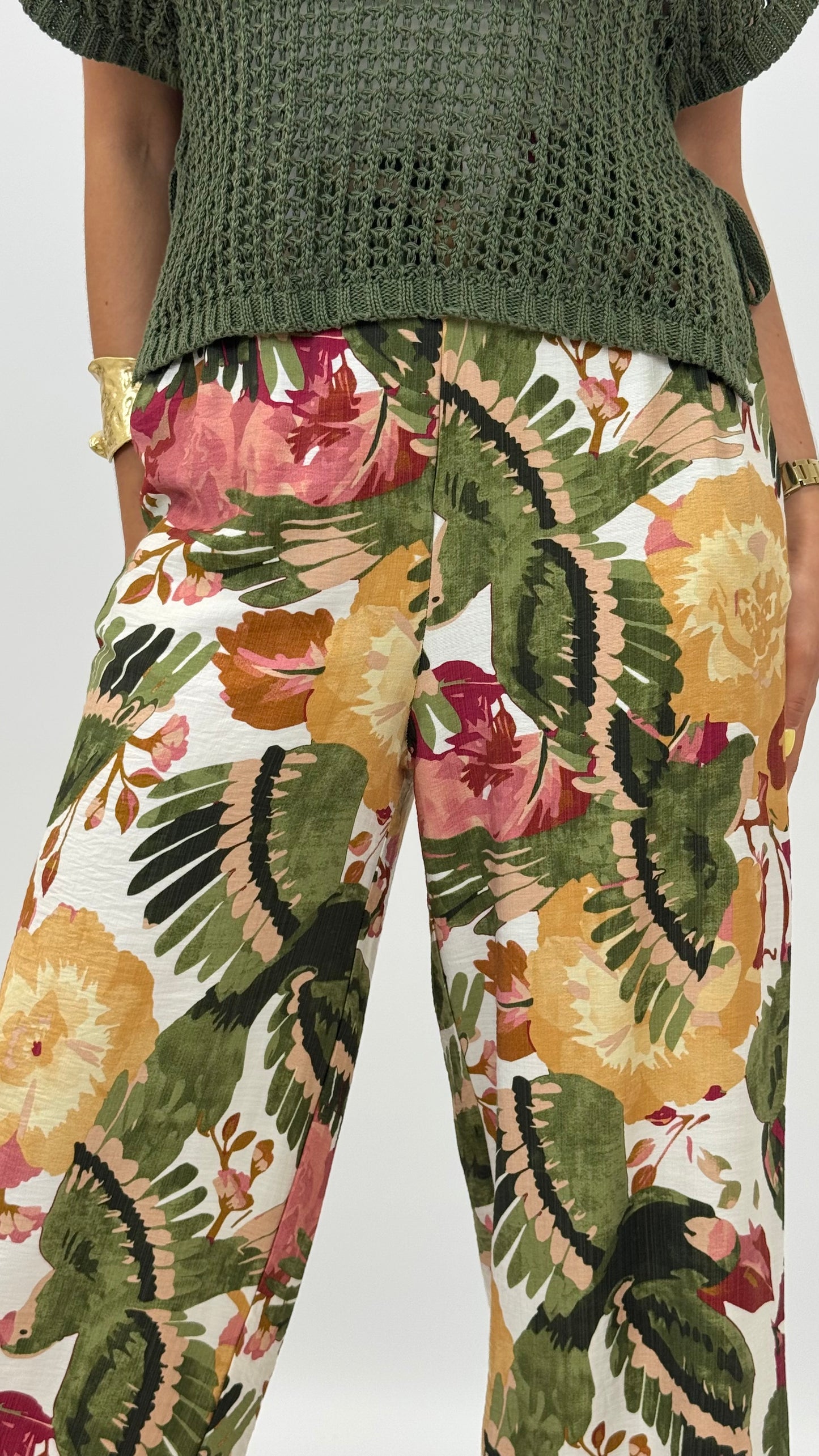 Pantalona estampado colorido tons verde