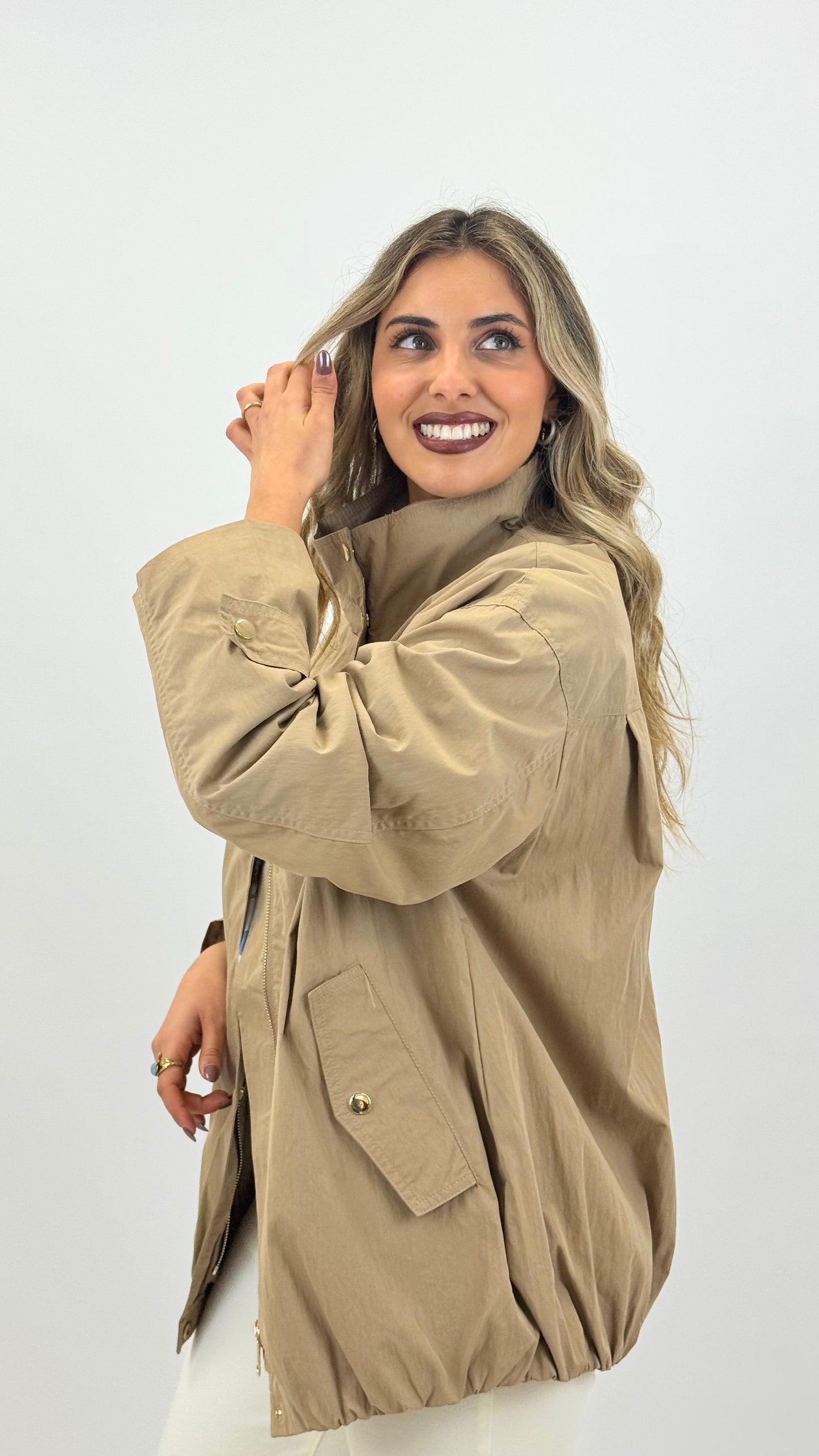 Parka meia-estação camel