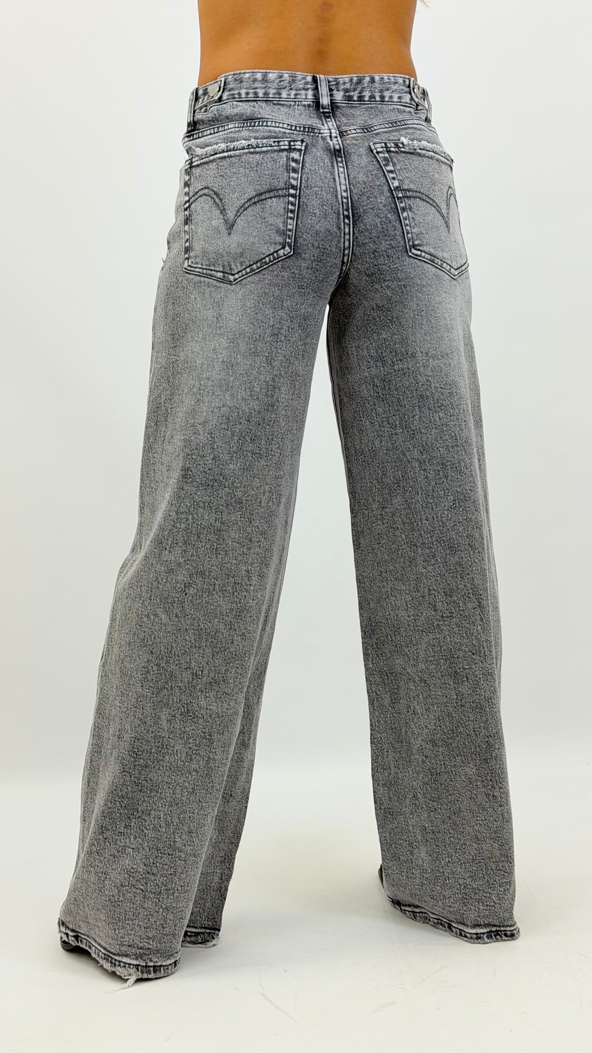 Calça wide-leg ganga cinza