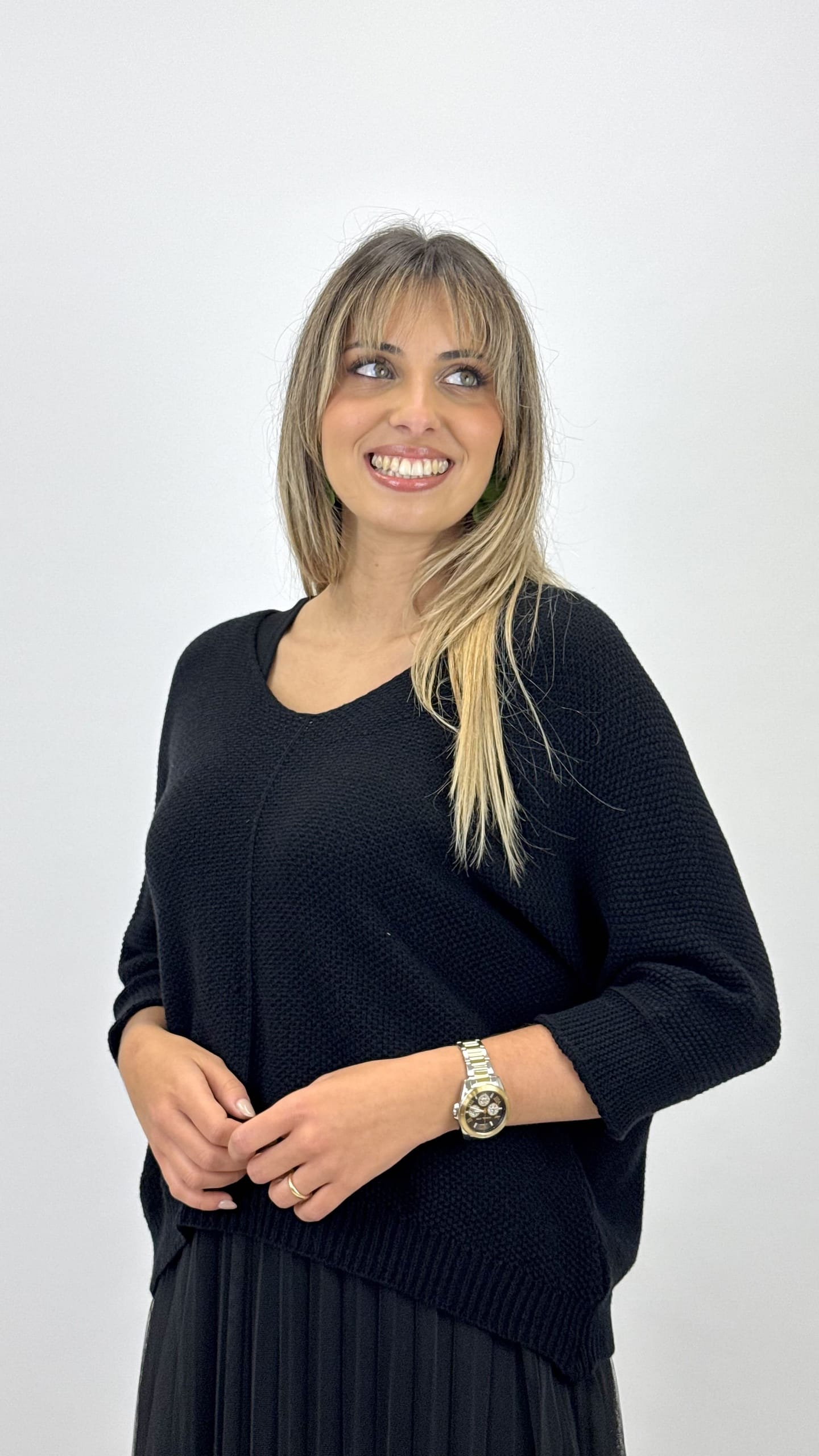 Vestido em tule com camisola malha preto