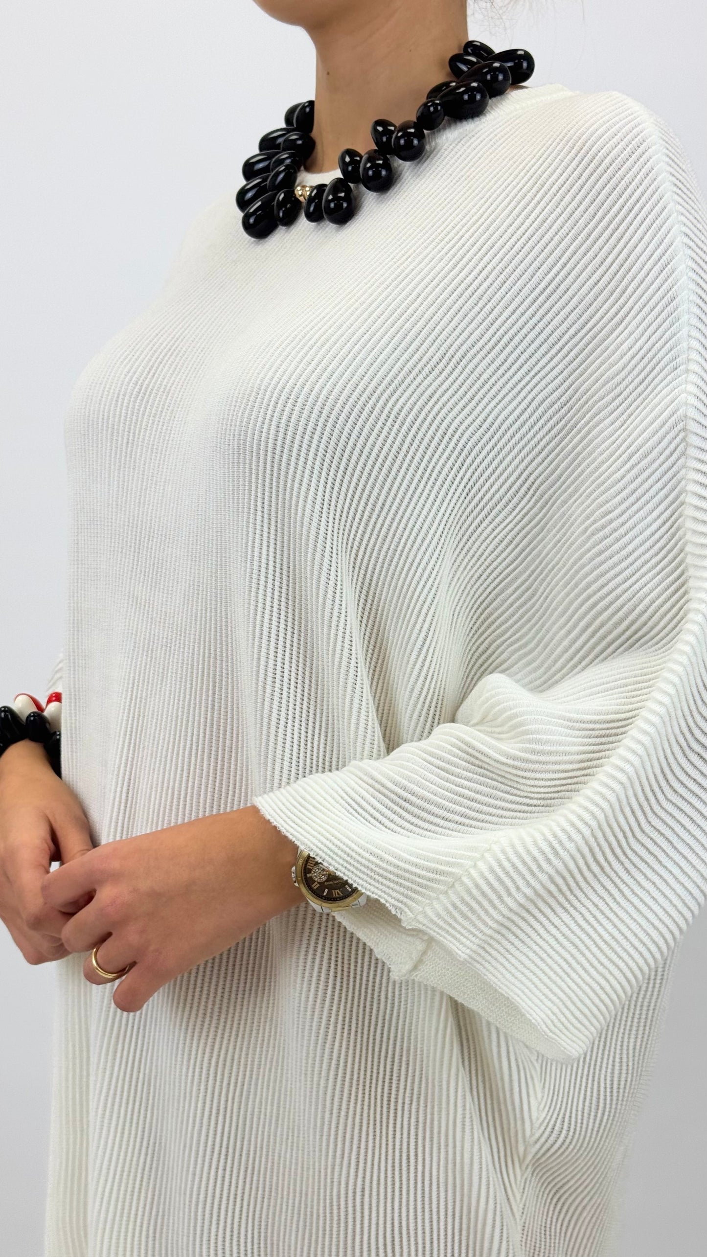 Vestido malha canelada branco