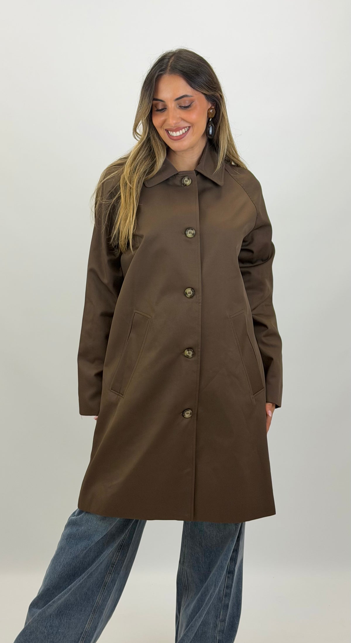 Parka meia estação forrada castanho