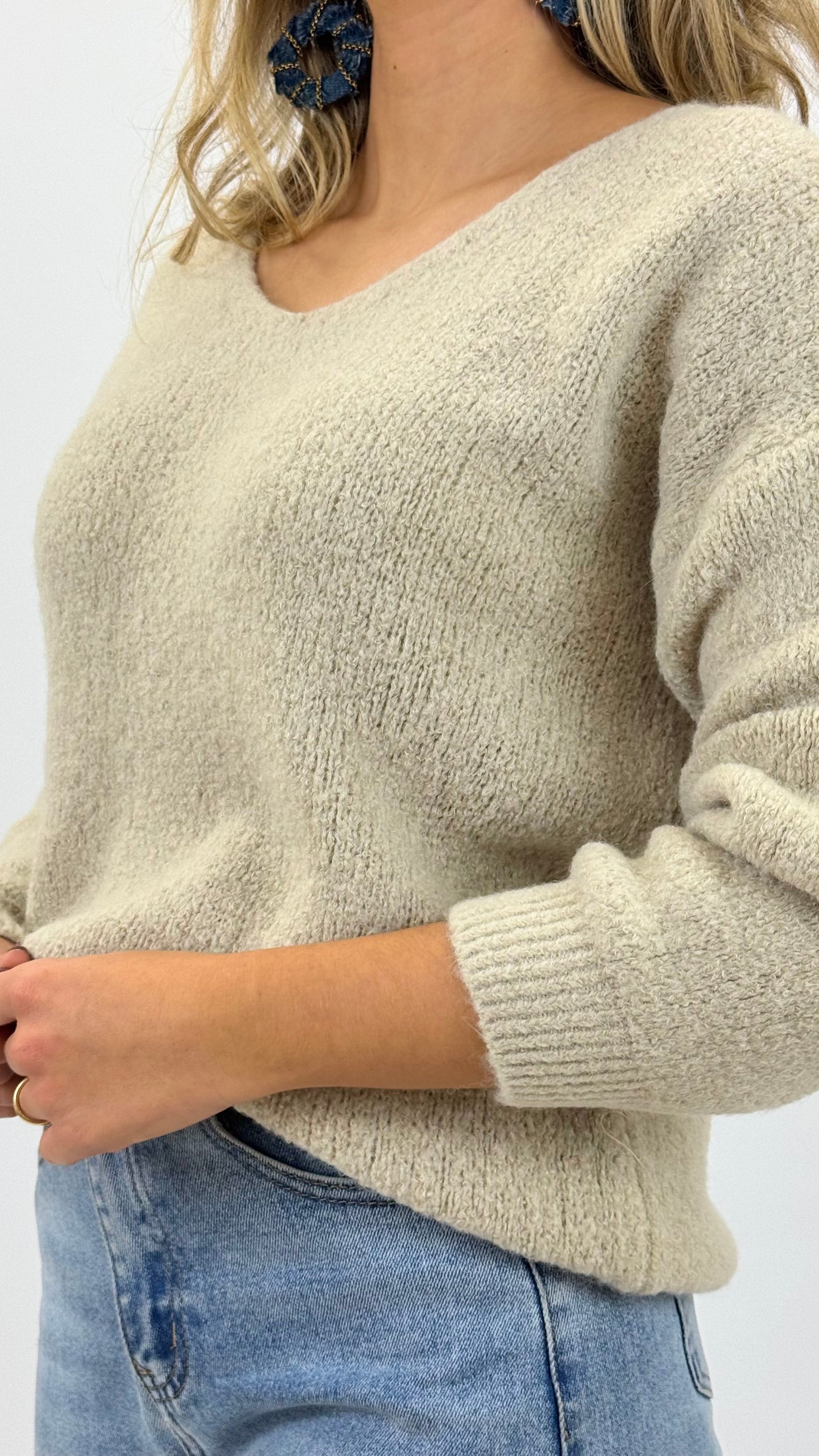 Camisola malha fofa bege
