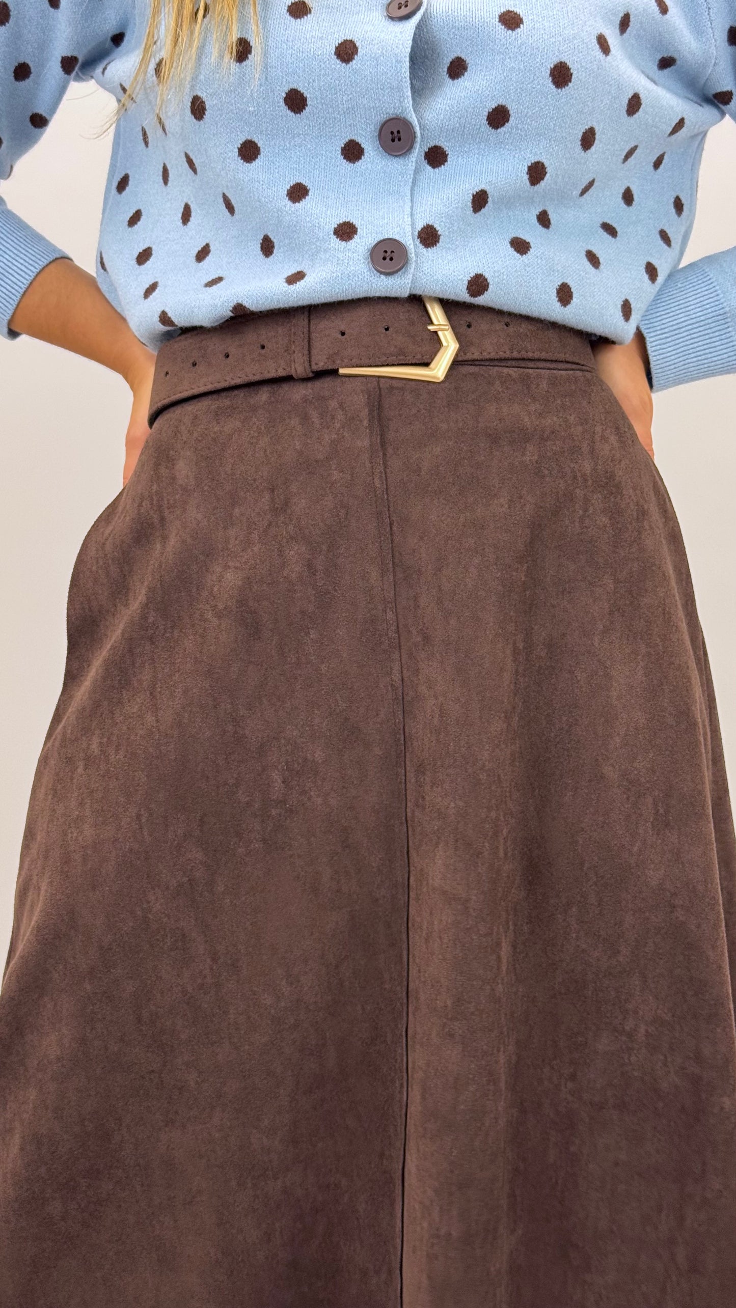 Saia de camurça castanha