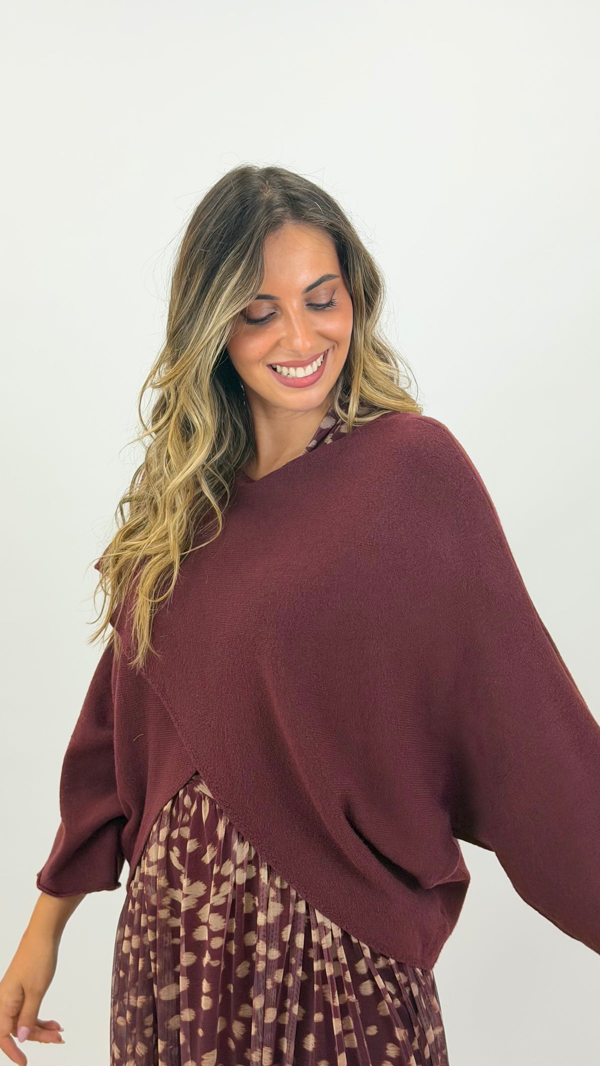 Camisola/poncho malha bordeaux