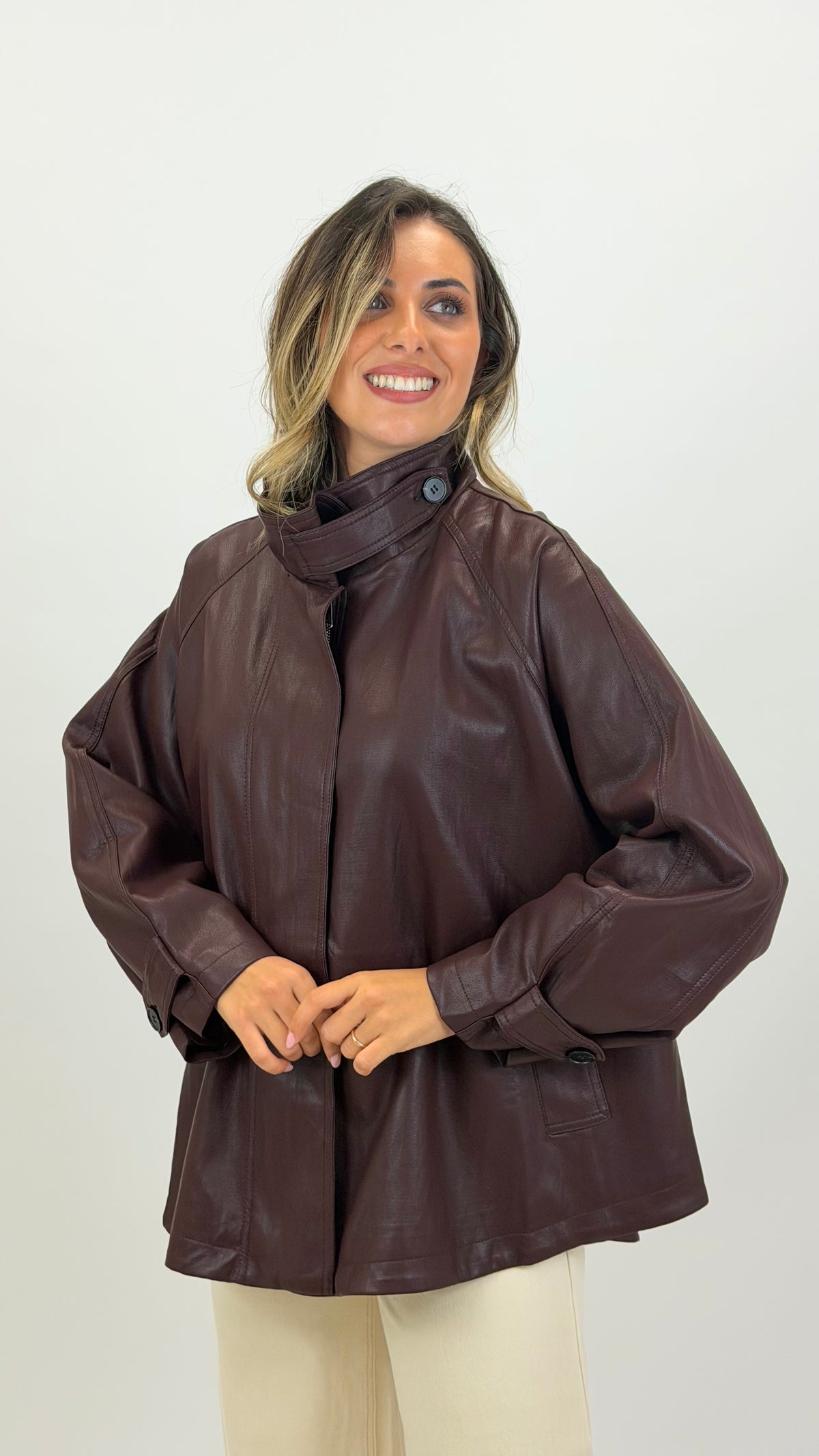 Parka eco-pele bordeaux