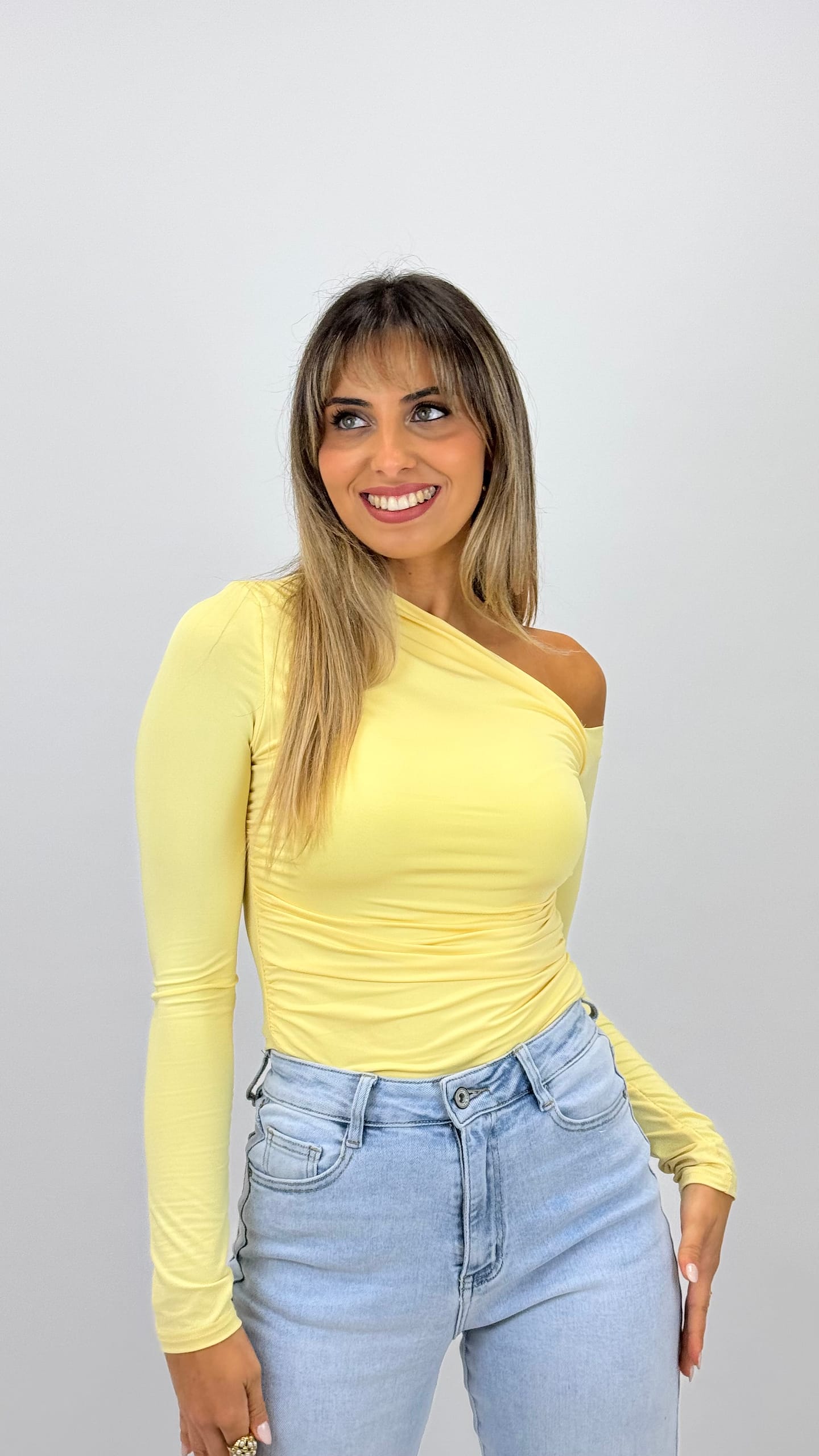 Camisola lycra assimétrica amarelo