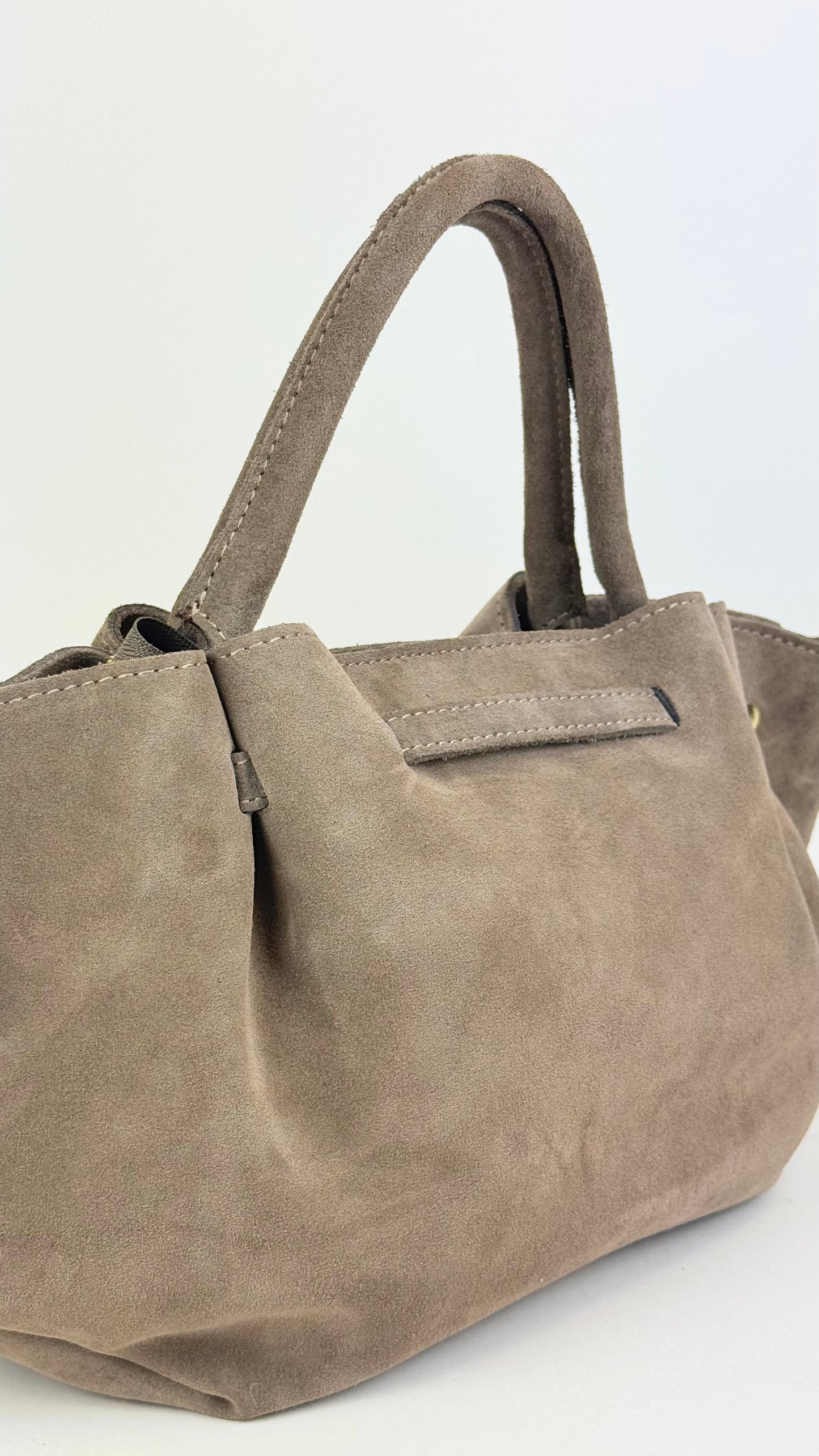 Carteira pele genuina camurça taupe