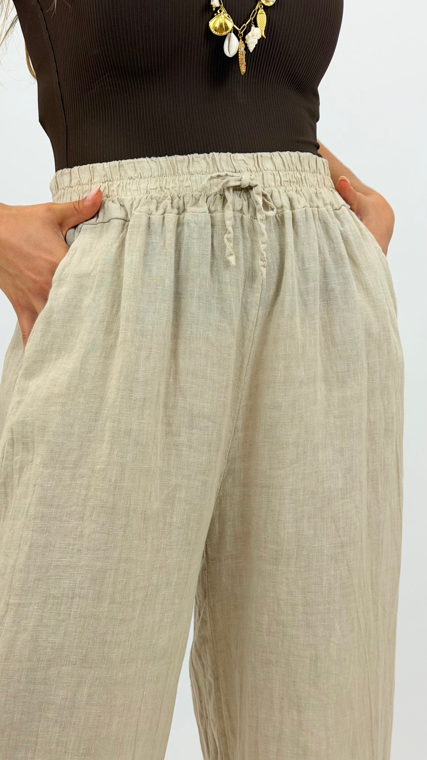 Calça linho bege