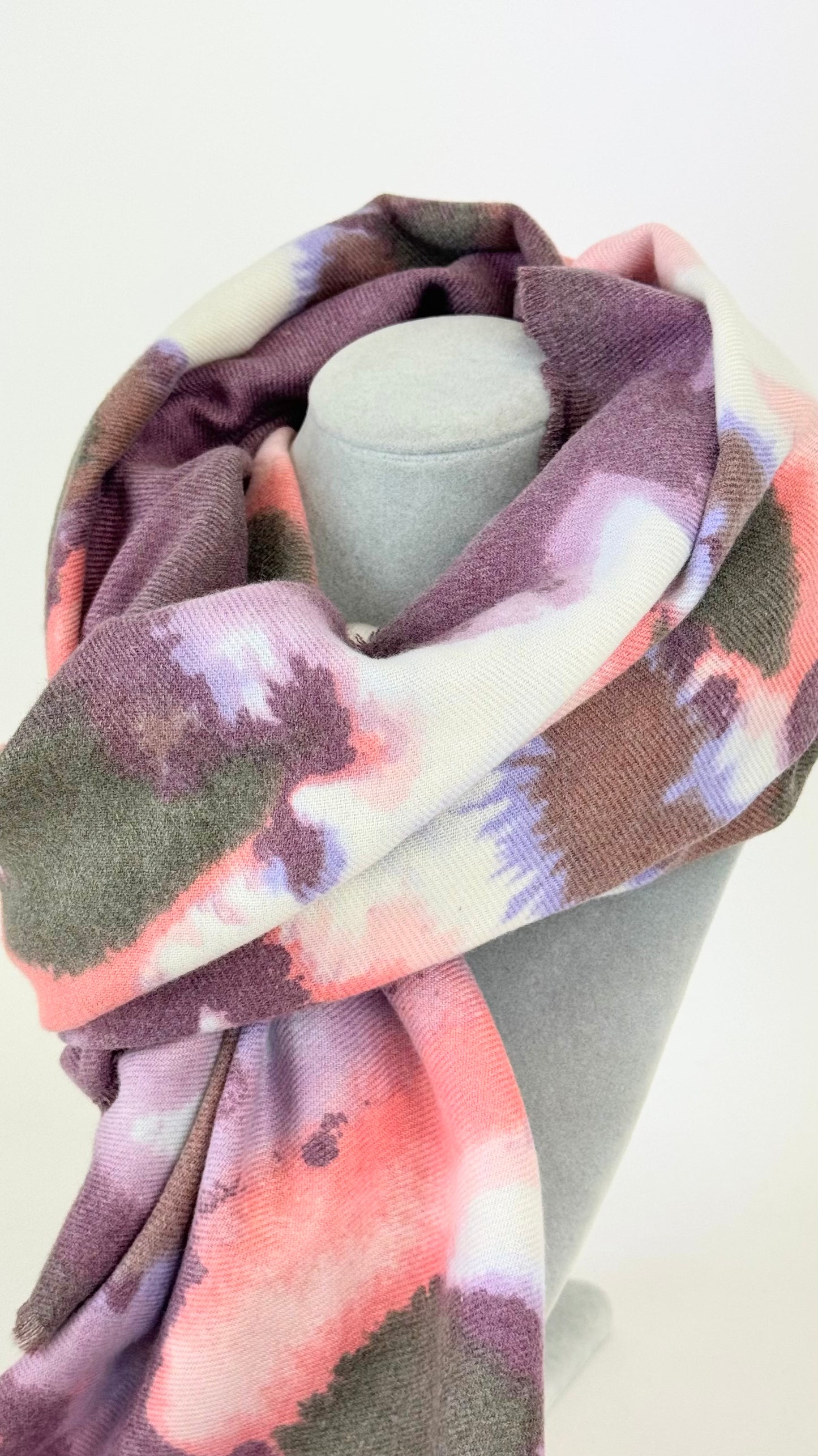 Écharpe estampado abstrato tons rosa