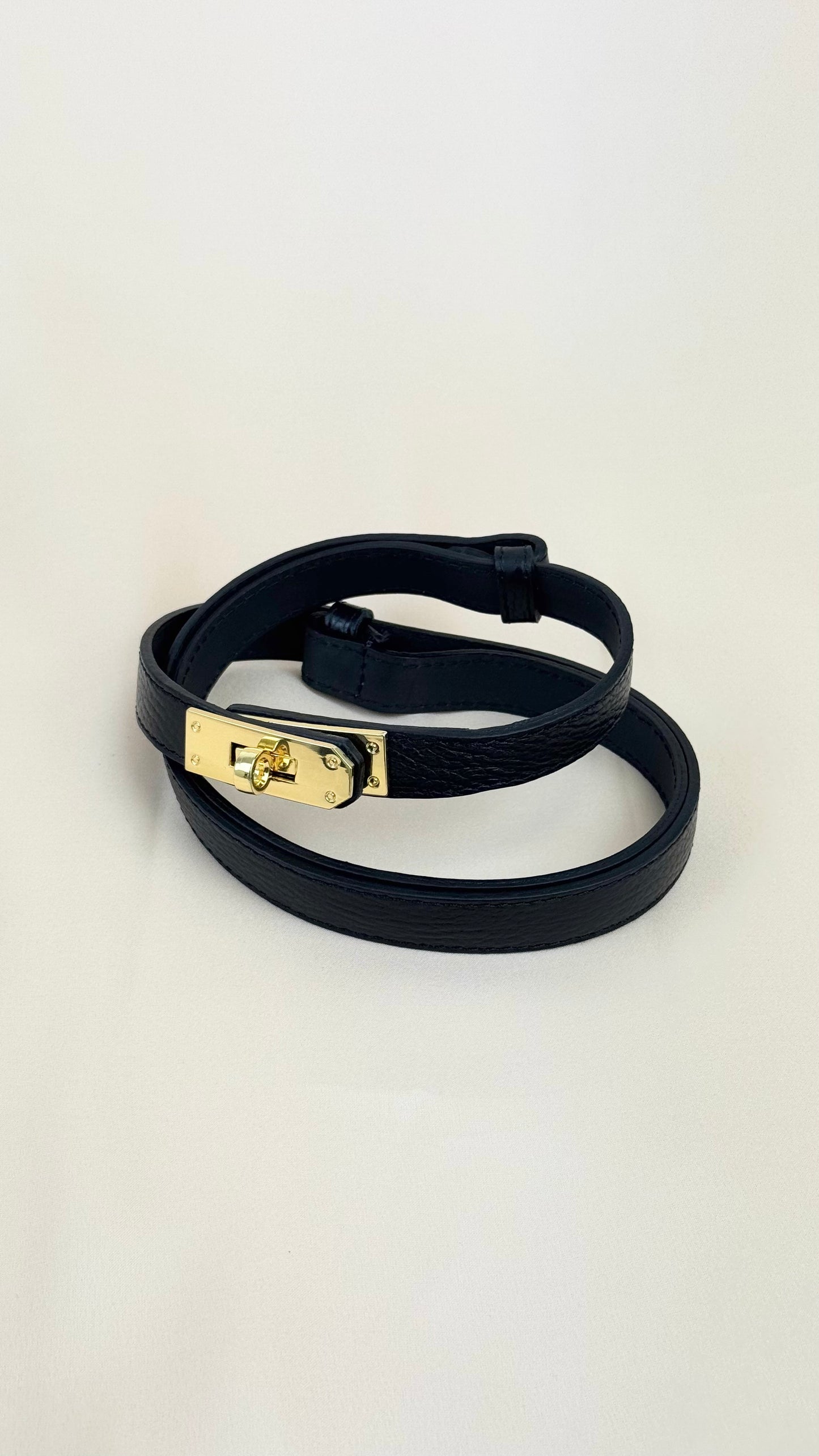 Cinto em pele genuína ajustável preto