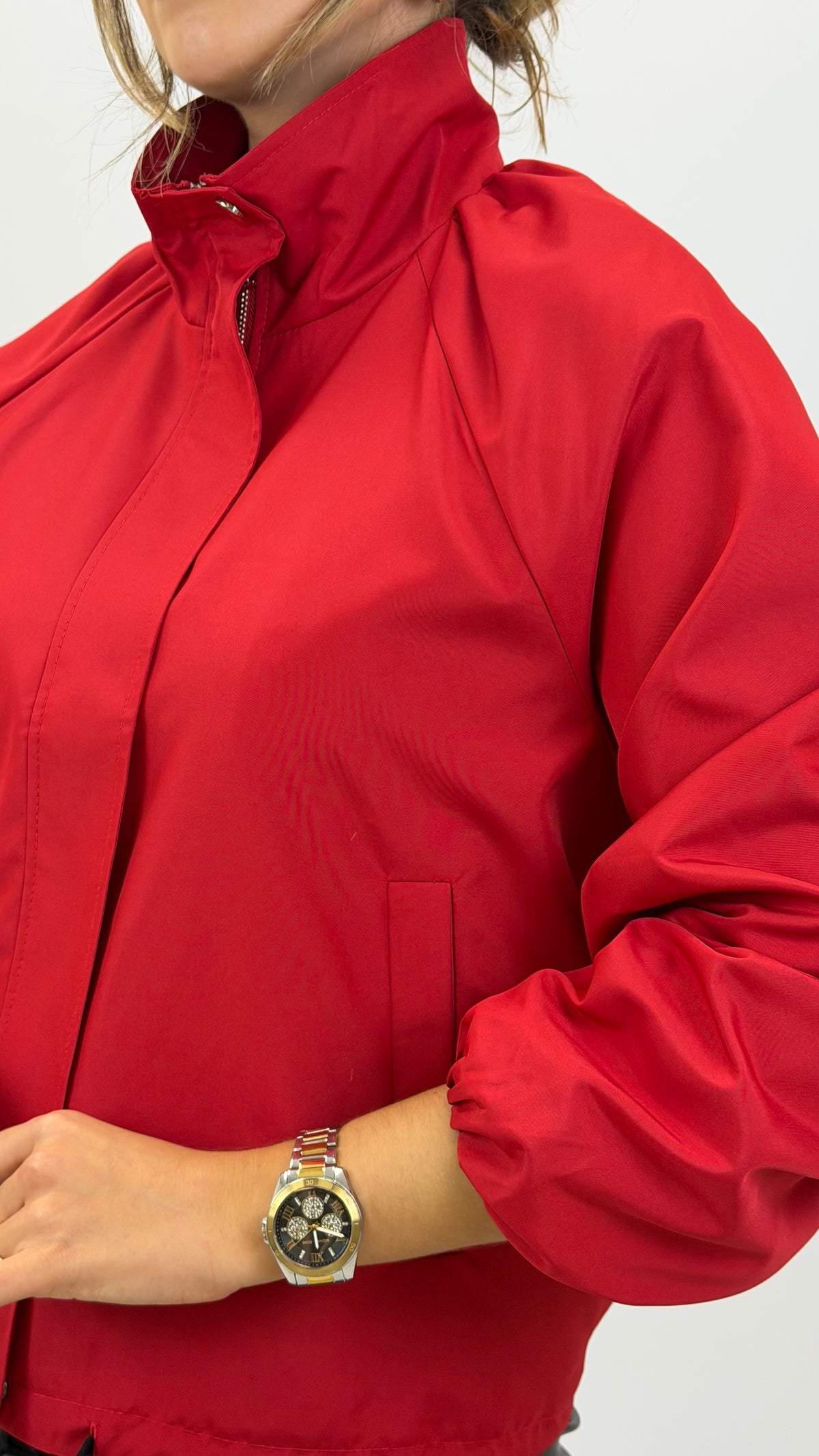 Parka/bomber meia-estação vermelho