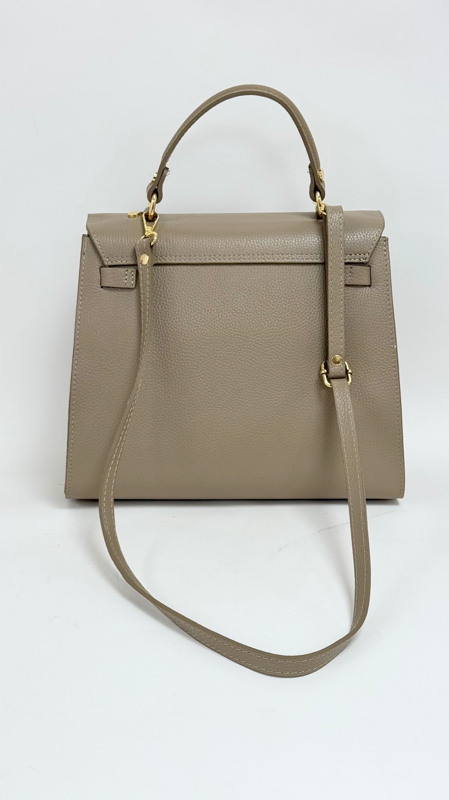 Mala em pele genuína taupe tamanho grande