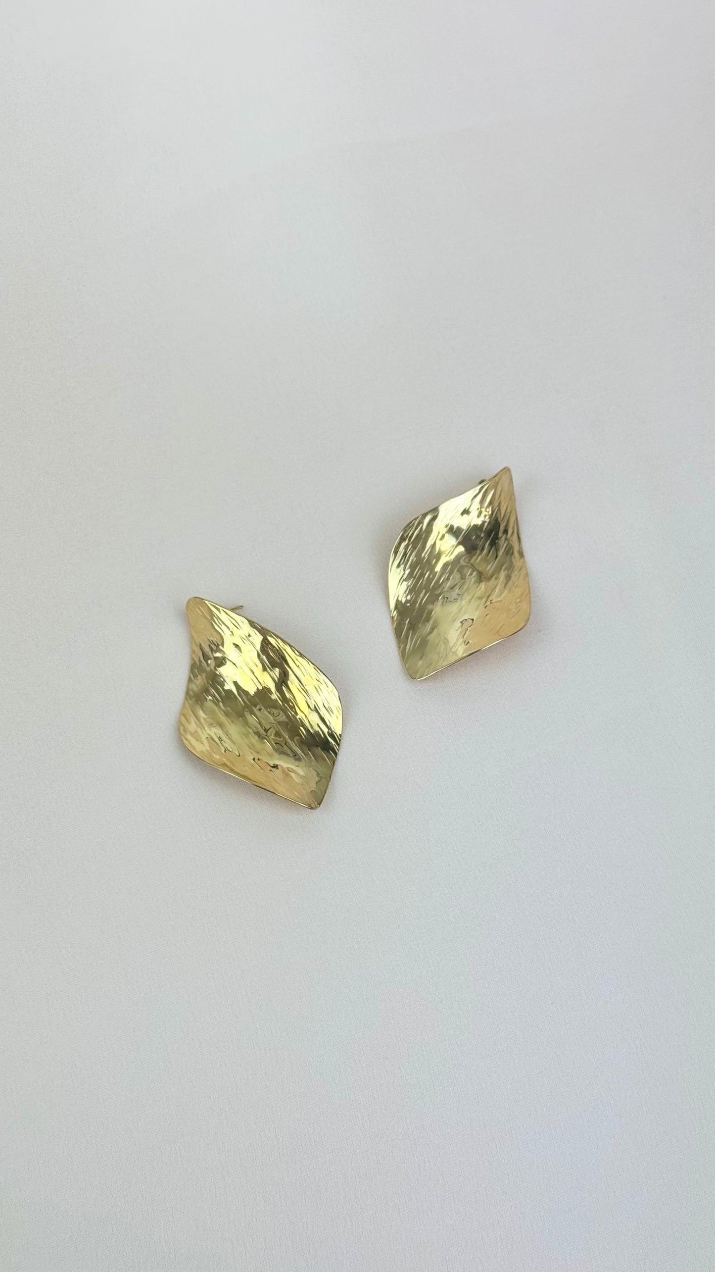 Brincos folhas aço dourado