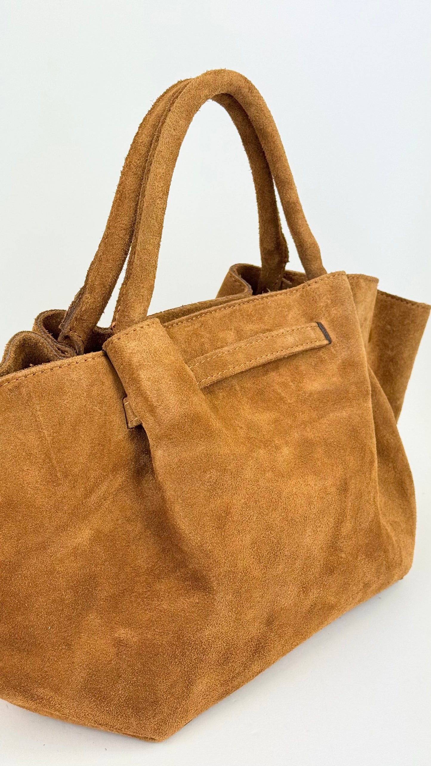 Carteira pele genuína camurça camel