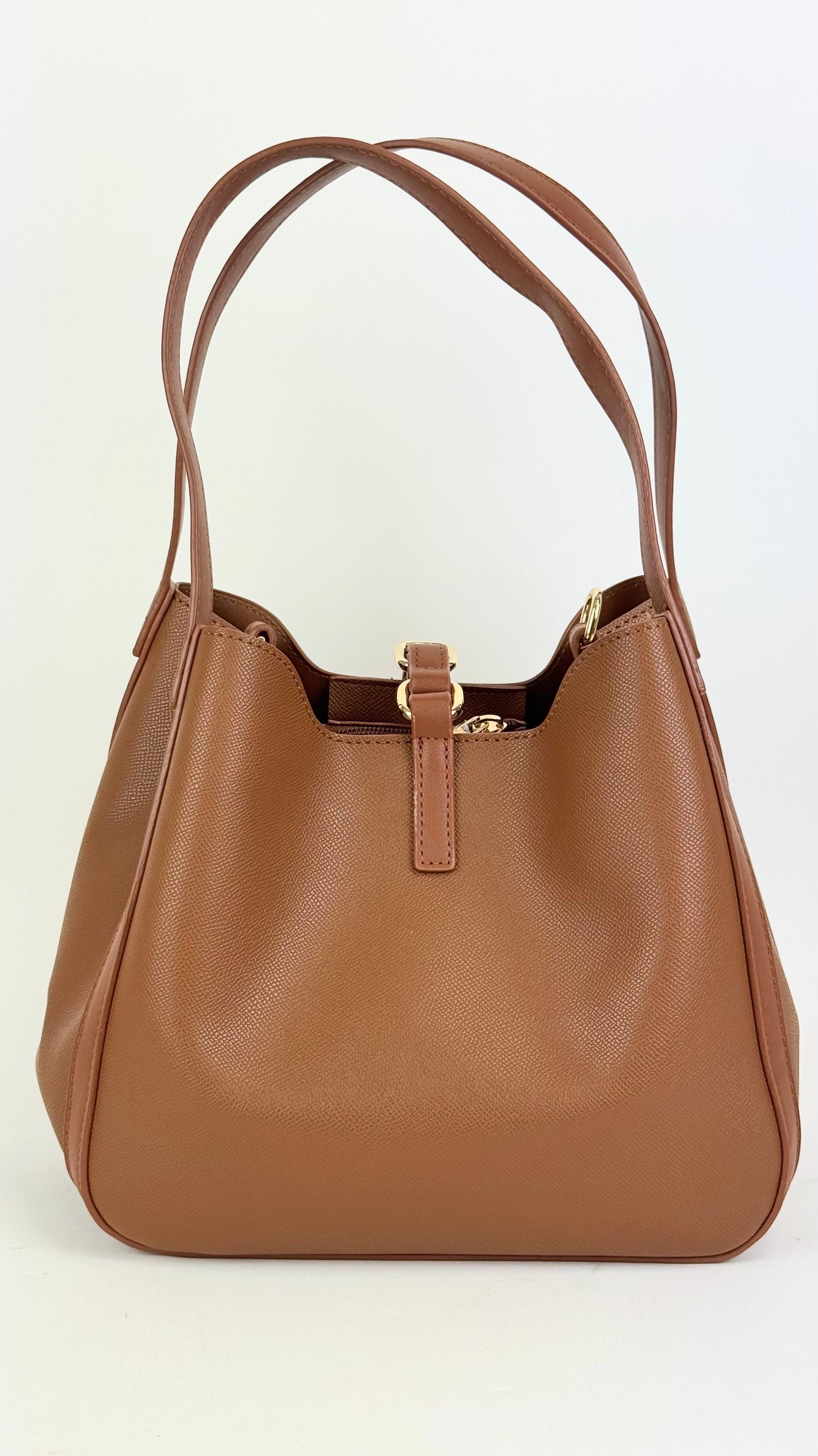 Carteira eco-pele alças ombro camel