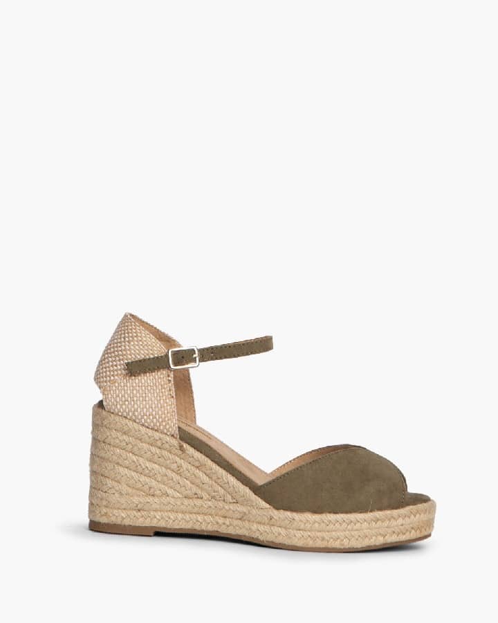 Sandália de cunha verde-kaki