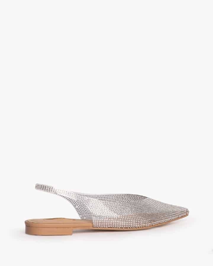 Sapato raso em acrílico com brilhos