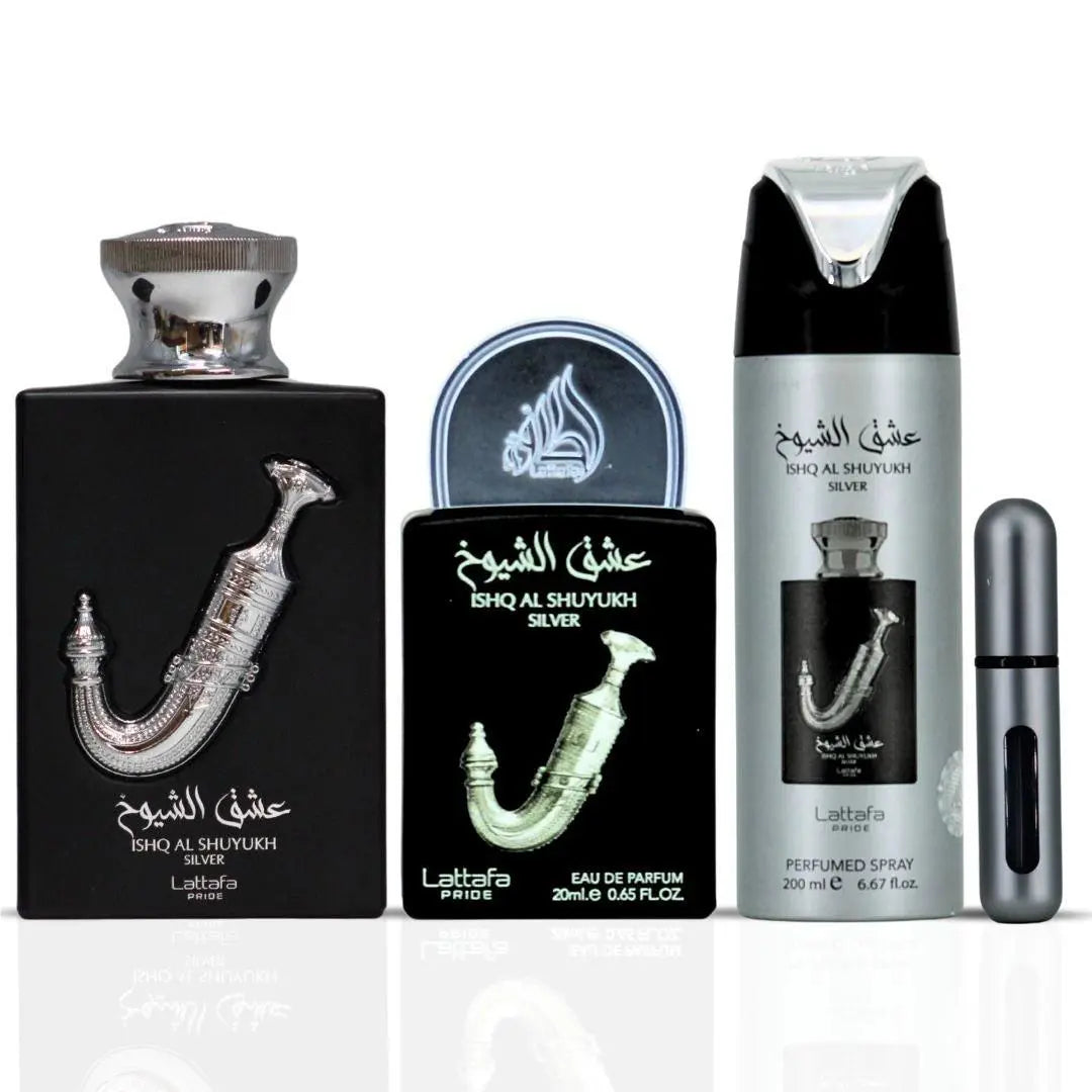 Coffret Gift Set-Ishq al Shuyukh Silver Lattafa