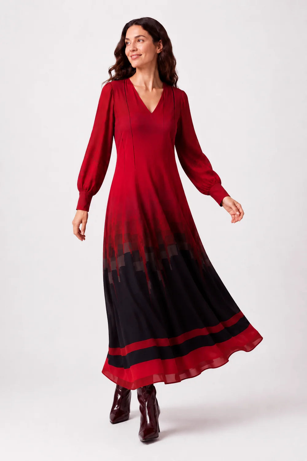 Vestido Mercedes de Miguel tons vermelho
