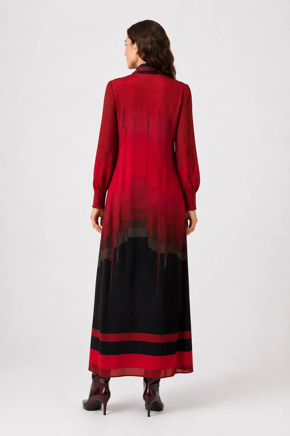 Vestido Mercedes de Miguel tons vermelho