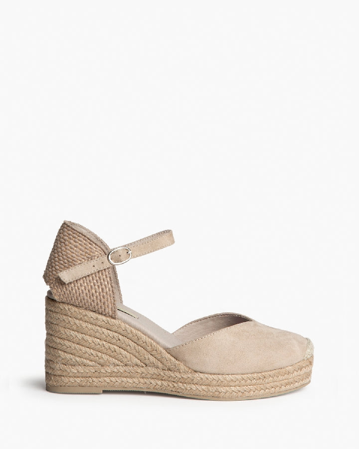 Sandália cunha bege