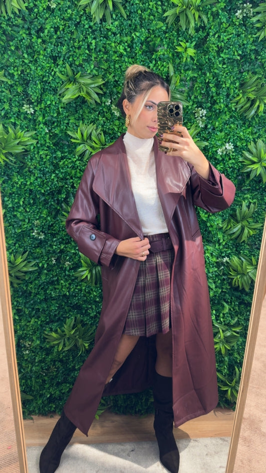 Gabardine eco-pele bordeaux