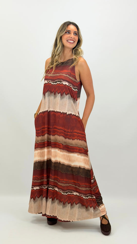 Vestido malha fria tons terracota